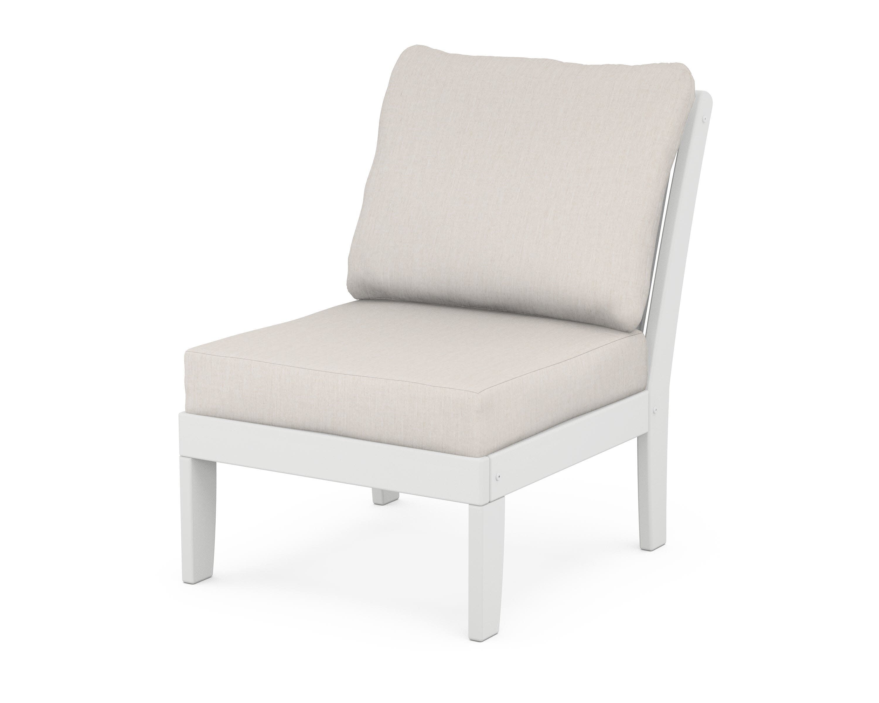 Braxton Modular Armless Chair in White / Cast Ash