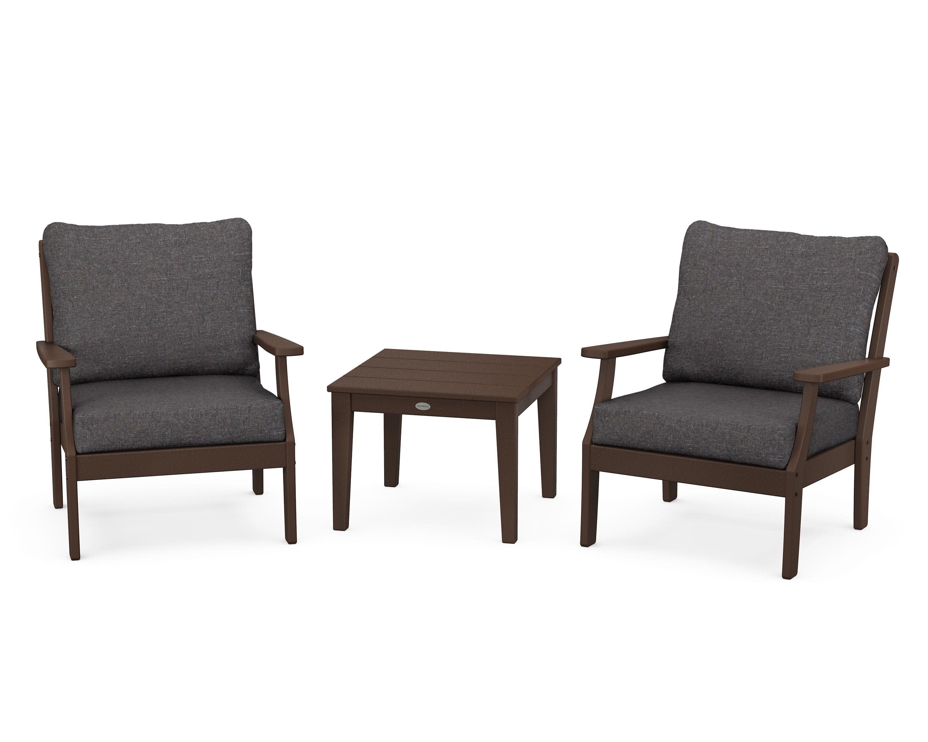 Braxton 3-Piece Deep Seating Set in Mahogany / Ash Charcoal