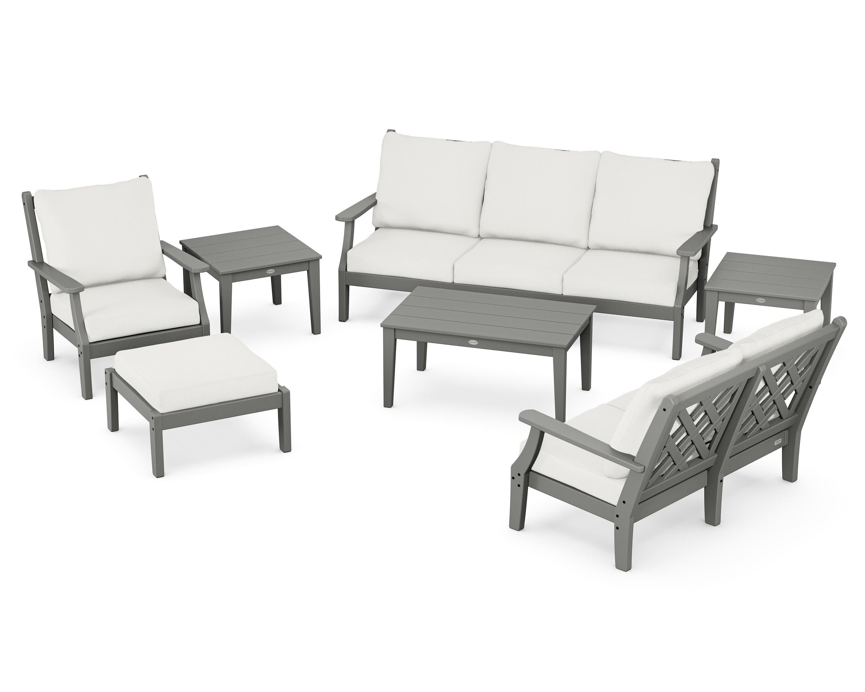 Wovendale 7-Piece Deep Seating Set in Slate Grey / Natural Linen