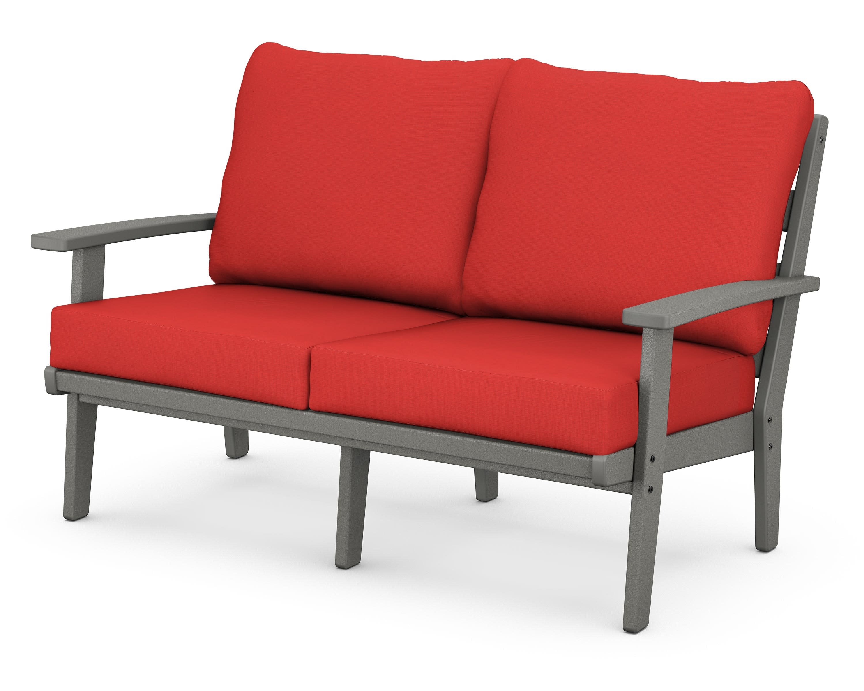 Grant Park Deep Seating Loveseat in Slate Grey / Crimson Linen
