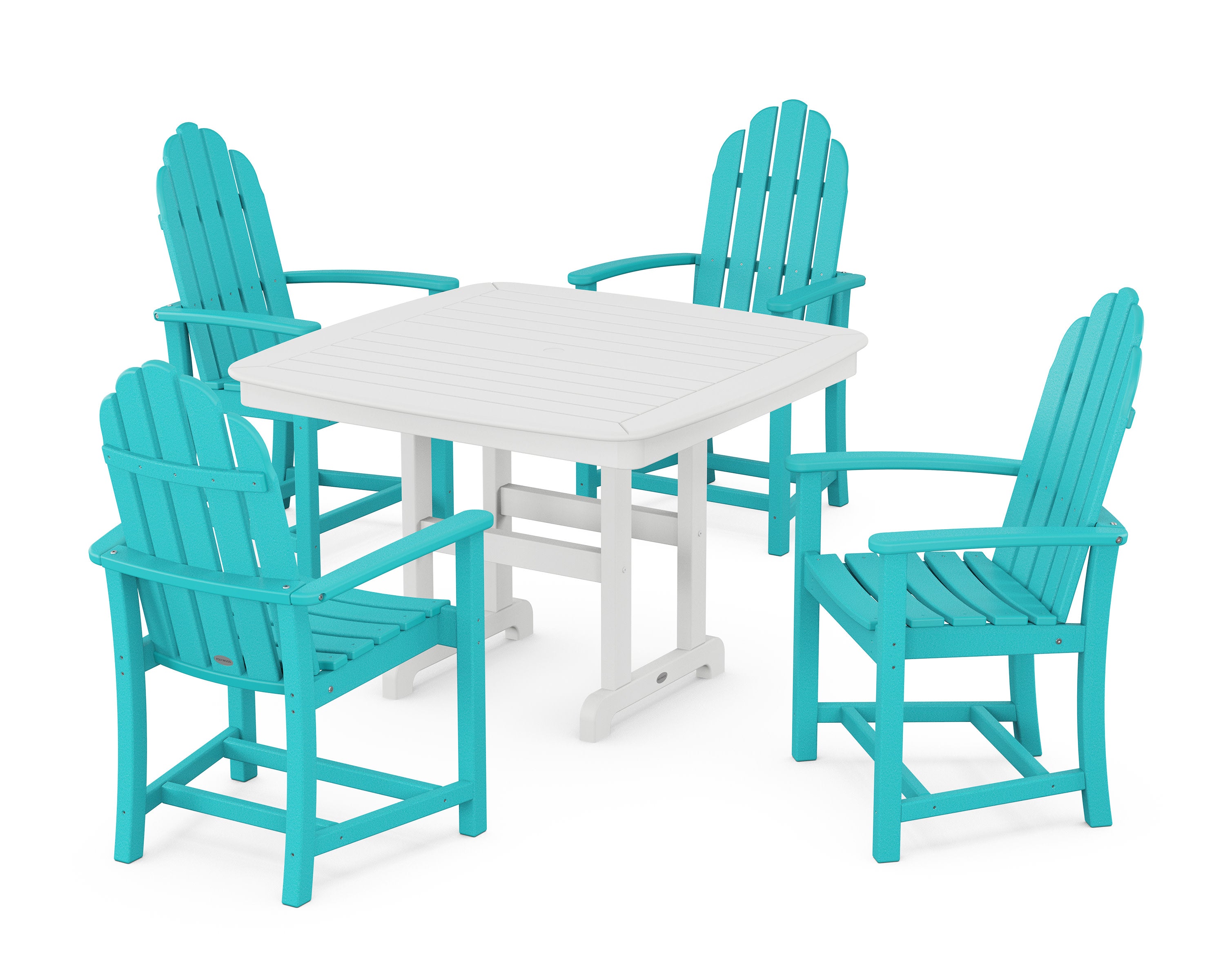 Classic Adirondack 5-Piece Dining Set with Trestle Legs in Aruba / White