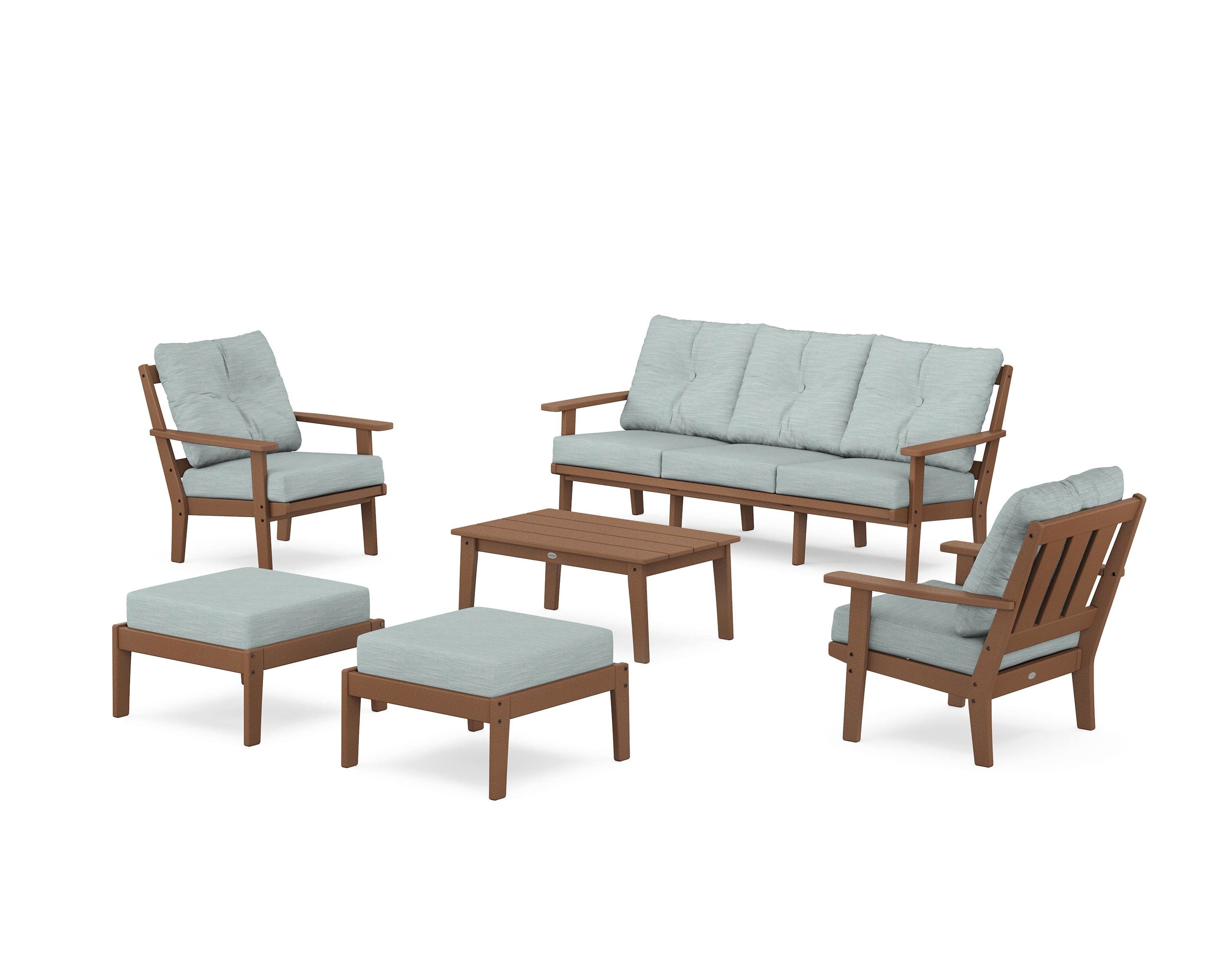Oxford 6-Piece Lounge Sofa Set in Teak / Soothe Mist
