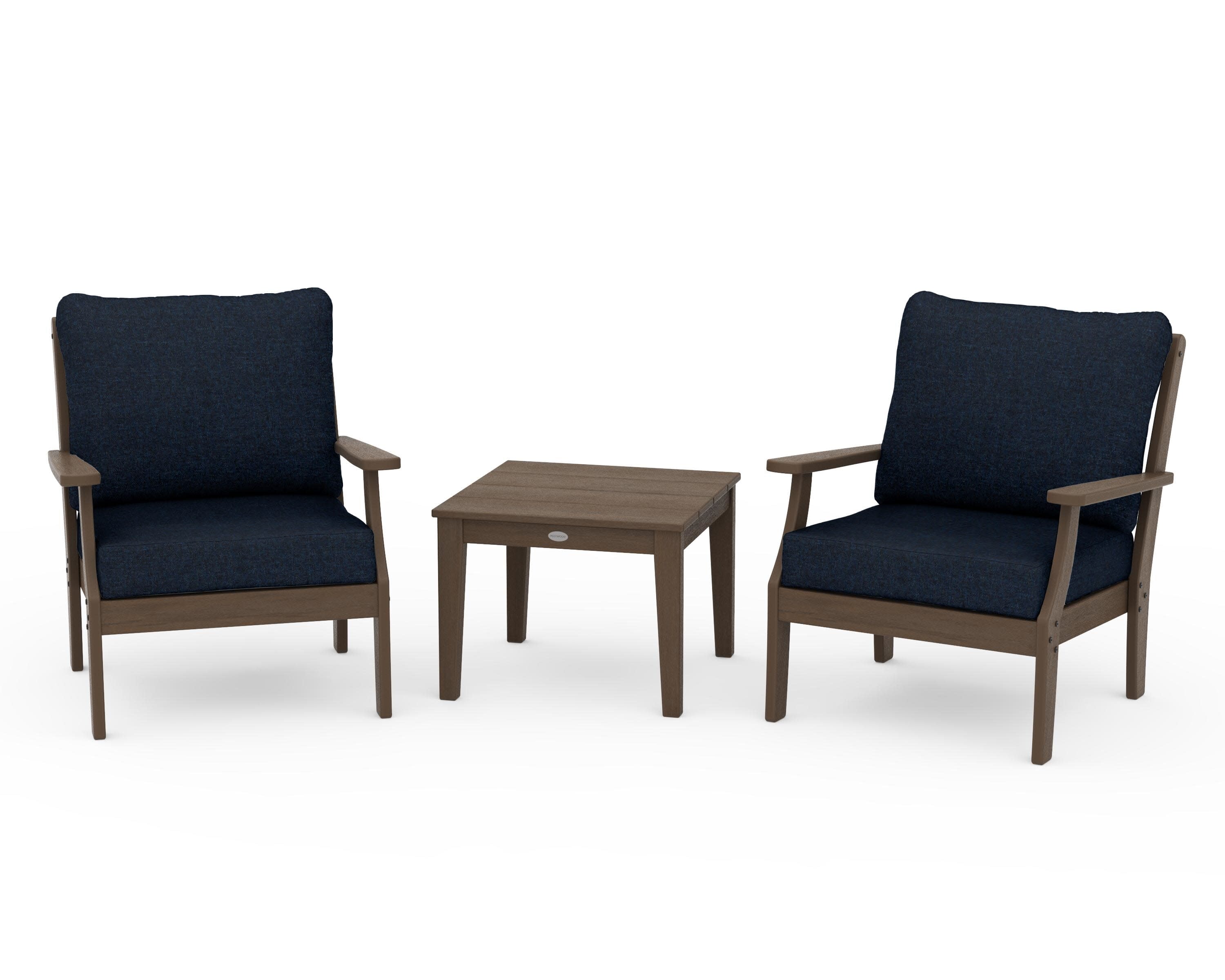 Braxton 3-Piece Deep Seating Set in Kona / Marine Indigo