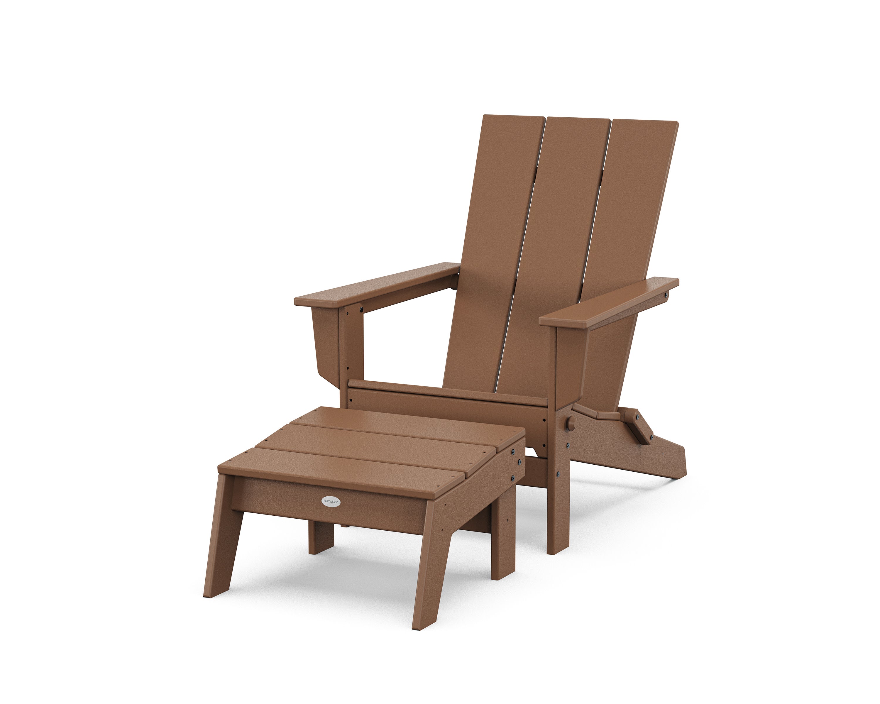 Modern Studio Folding Adirondack Chair with Ottoman in Teak