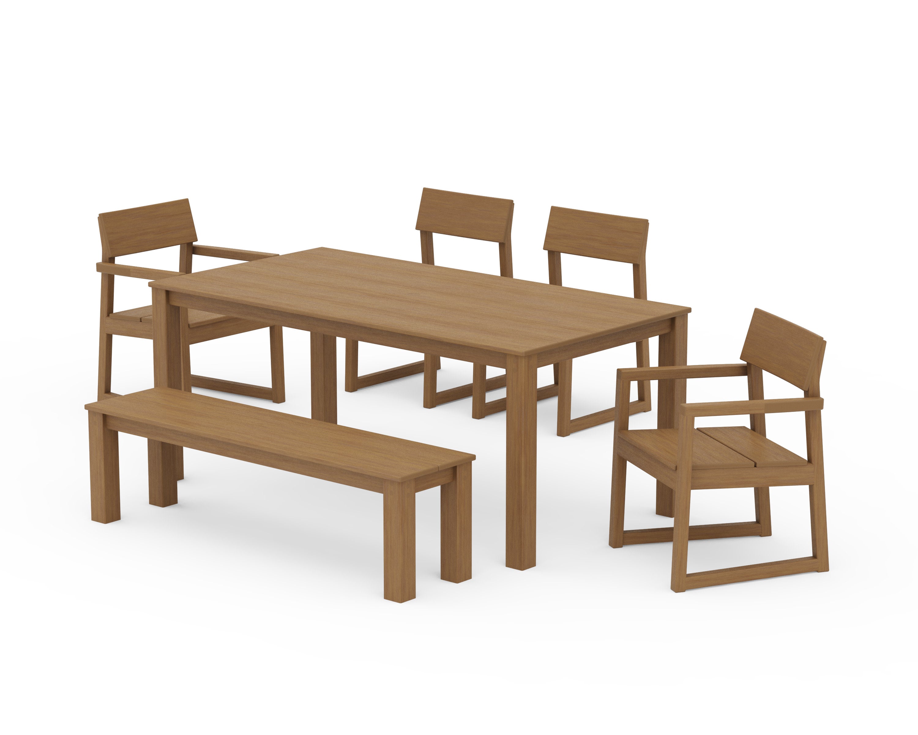 EDGE 6-Piece Parsons Dining Set with Bench in Natural