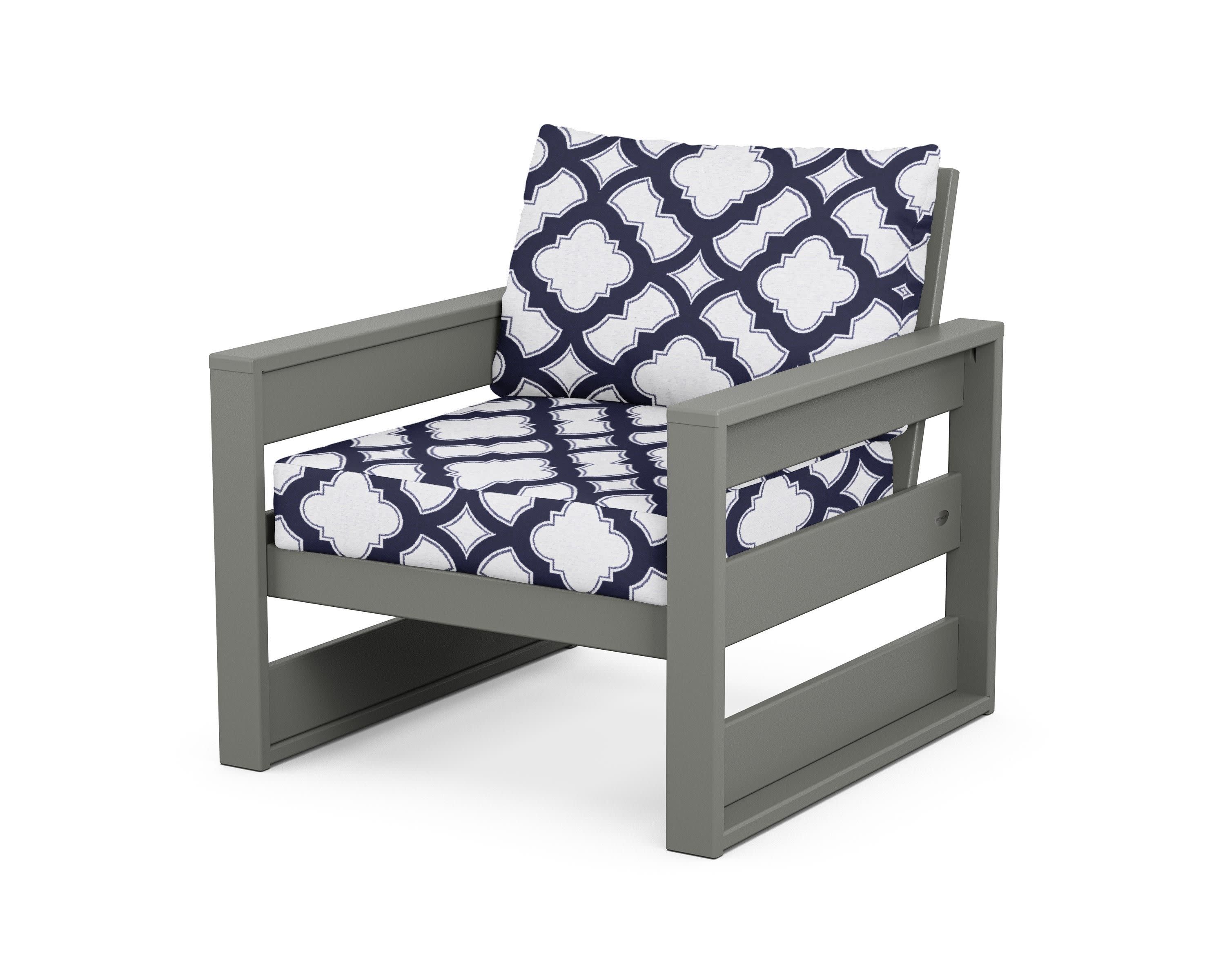 Westport Club Chair in Slate Grey / Trellis Navy