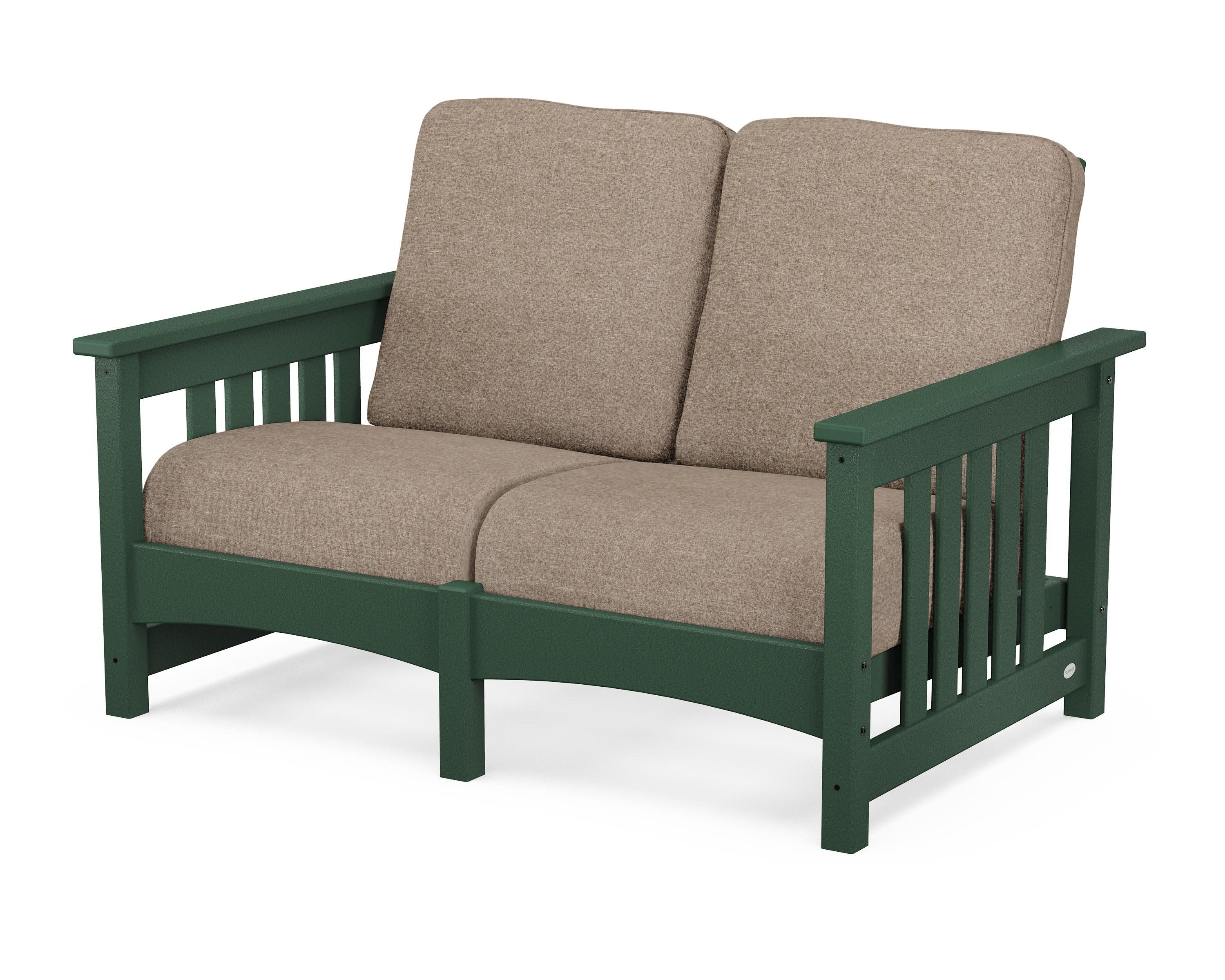 Club Mission Loveseat in Green / Spiced Burlap