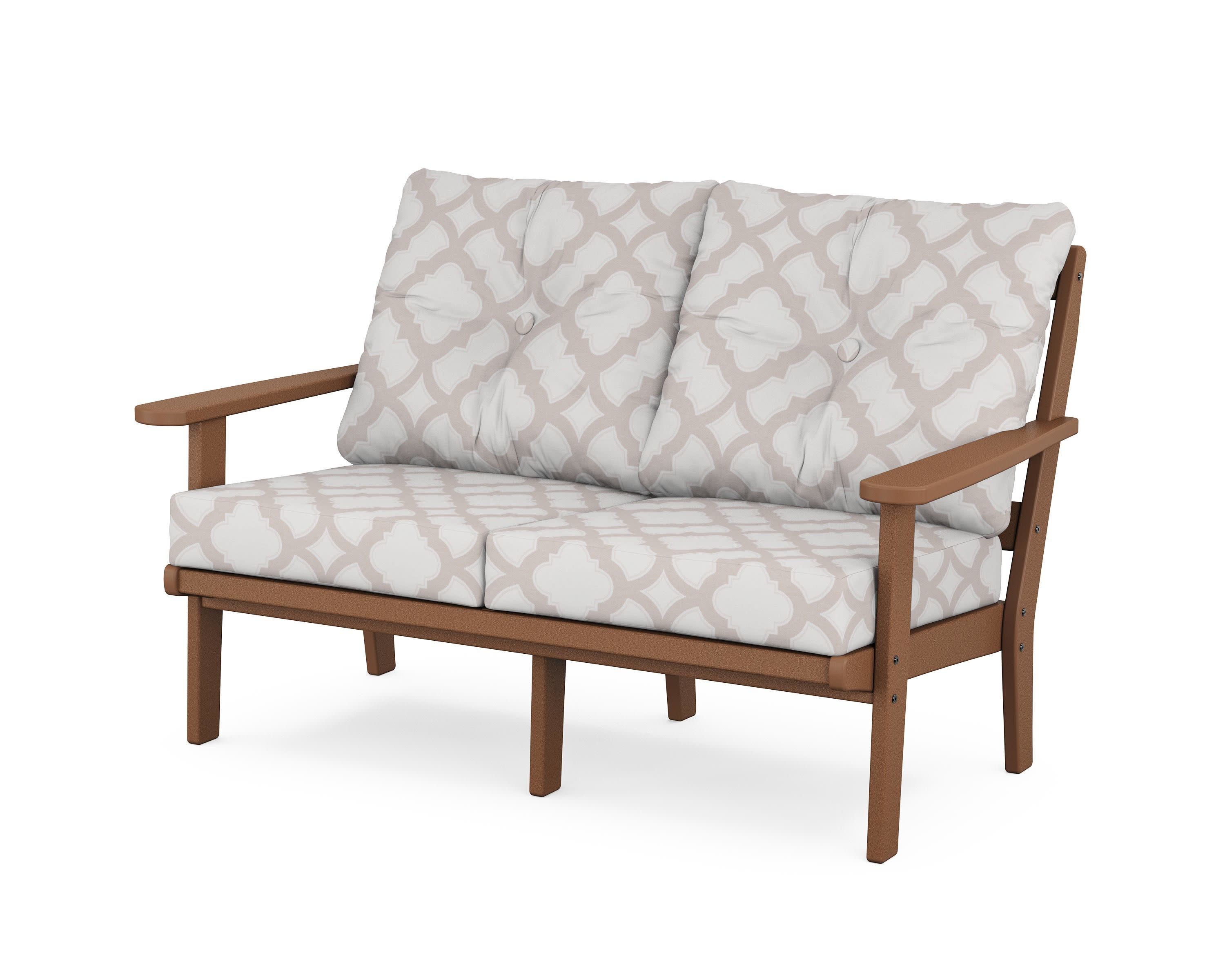 Mission Deep SeatingLoveseat in Teak / Trellis Dune Burlap