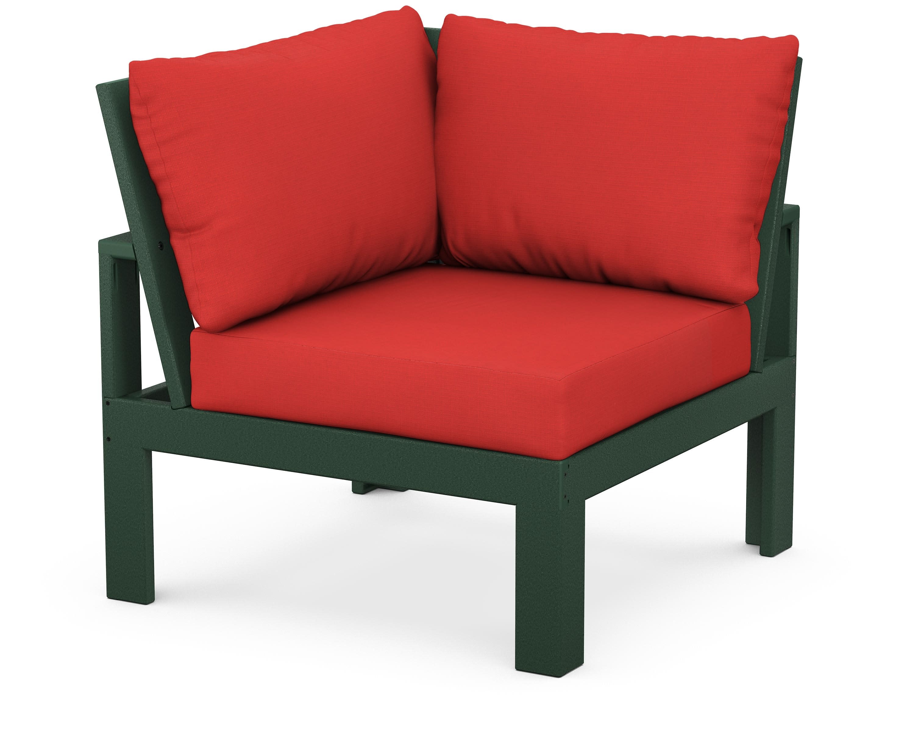 Modular Corner Chair in Green / Crimson Linen