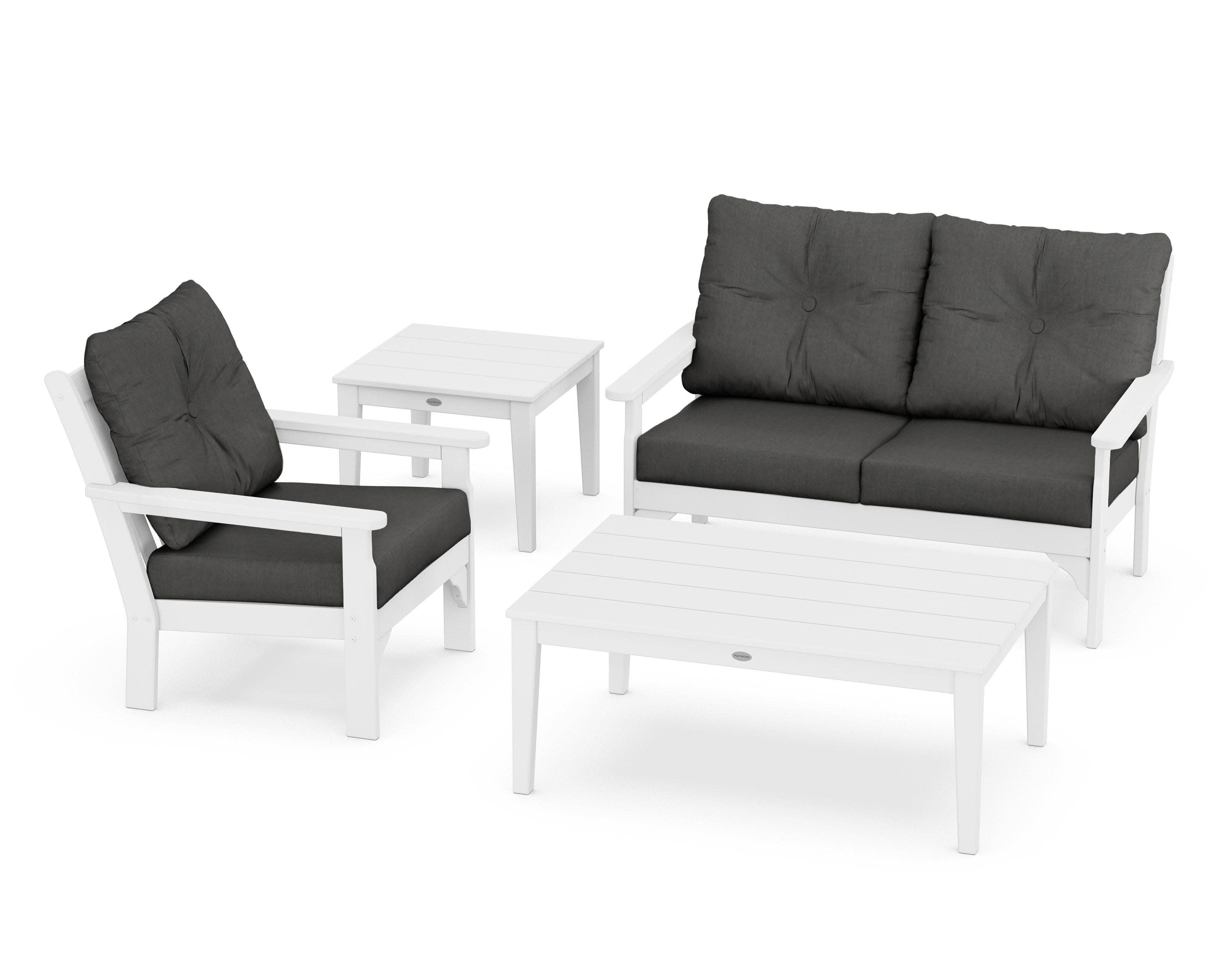 Vineyard 4-Piece Deep Seating Set in White / Spectrum Carbon
