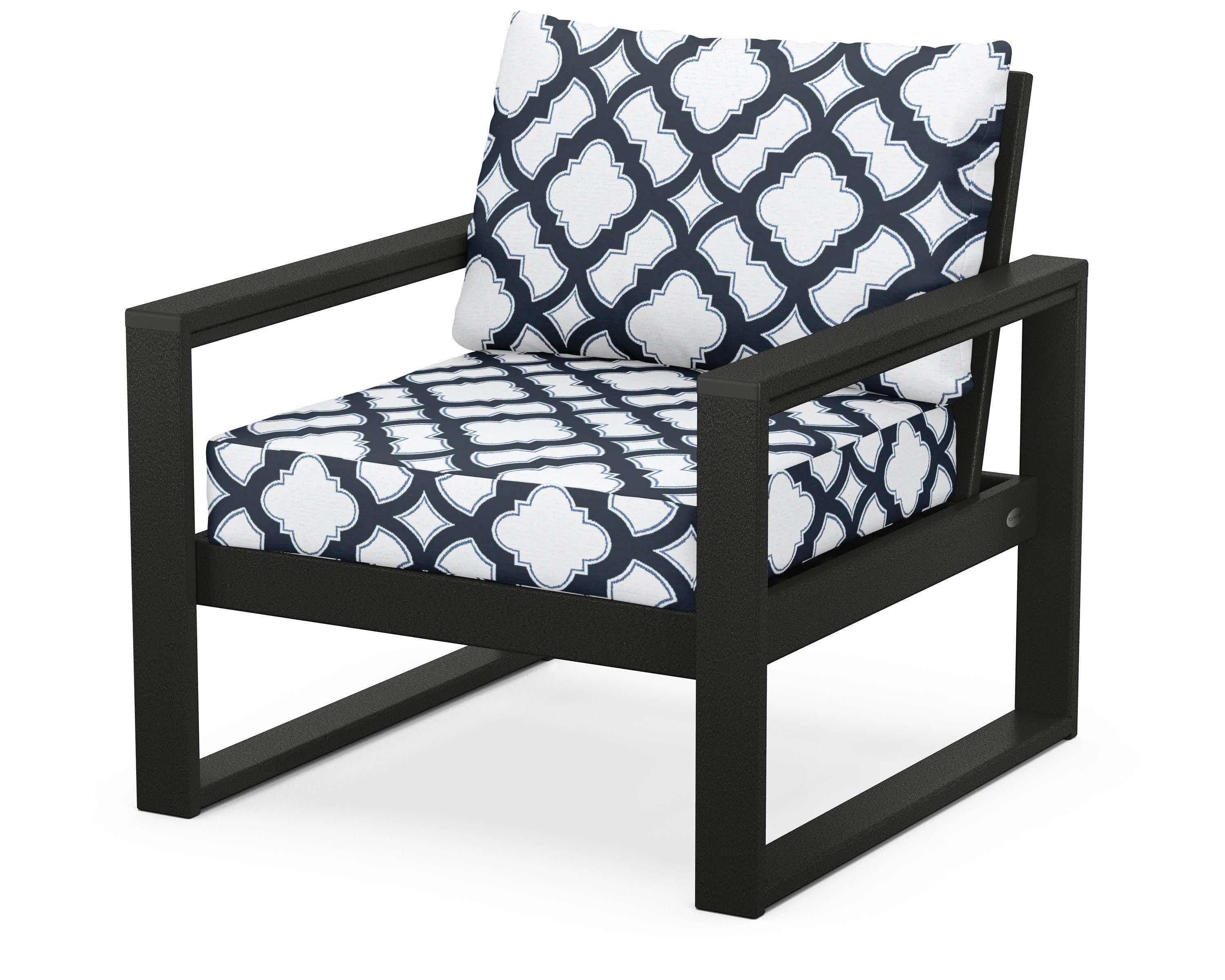 EDGE Club Chair in Black / Trellis Marine Indigo