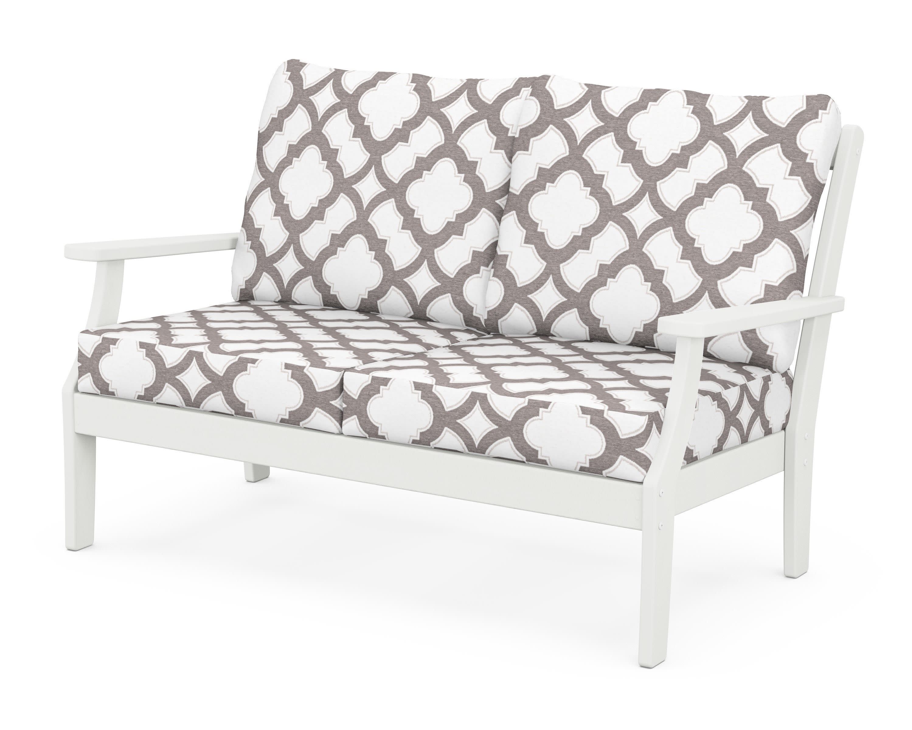 Braxton Deep Seating Loveseat in Vintage White / Trellis Grey Mist