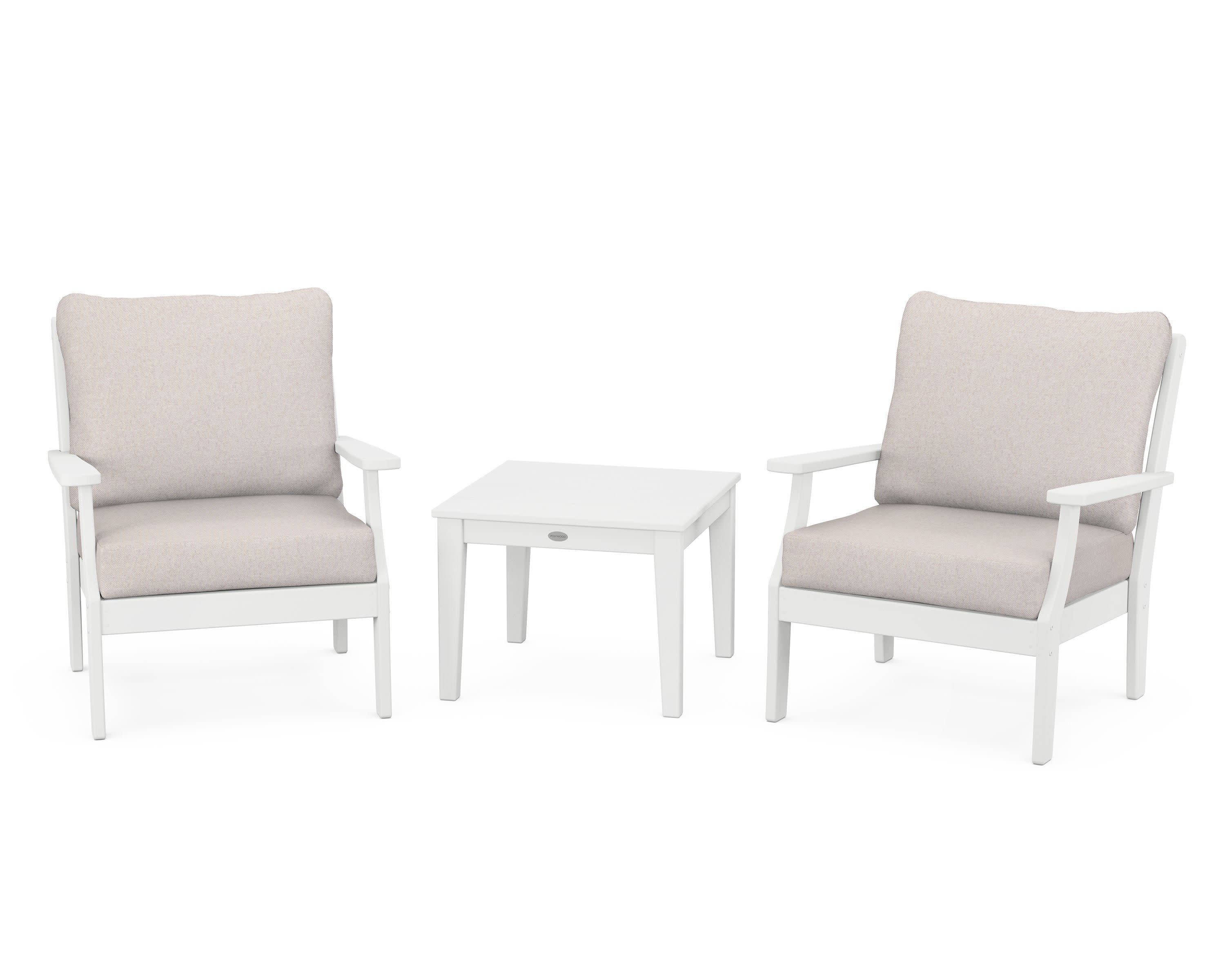 Braxton 3-Piece Deep Seating Set in White / Dune Burlap