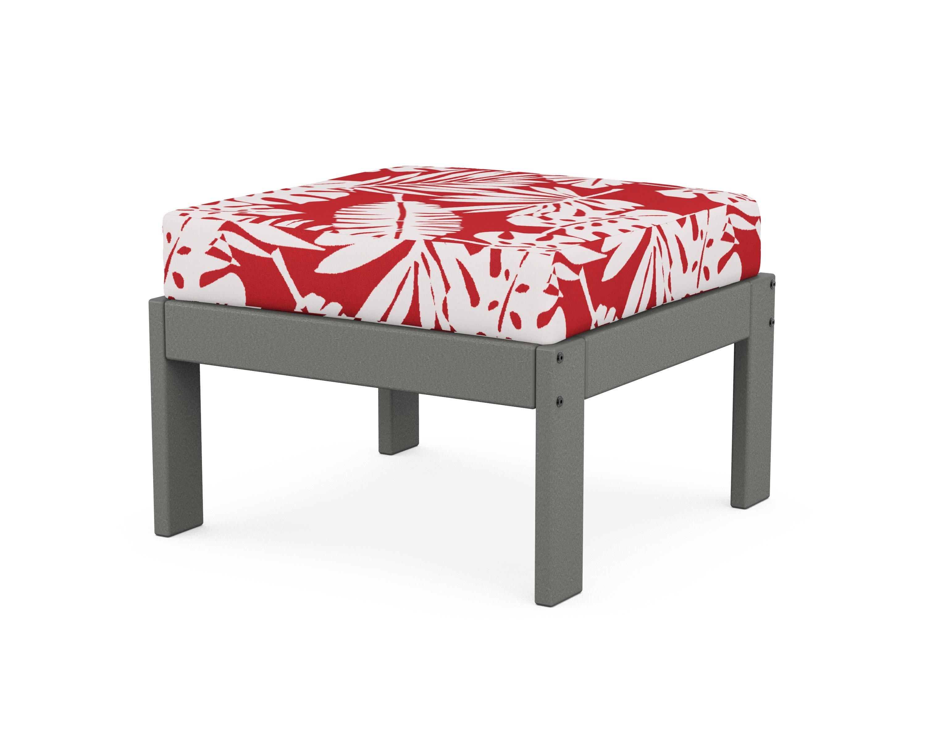 Vineyard Modular Ottoman in Slate Grey / Leaf Crimson