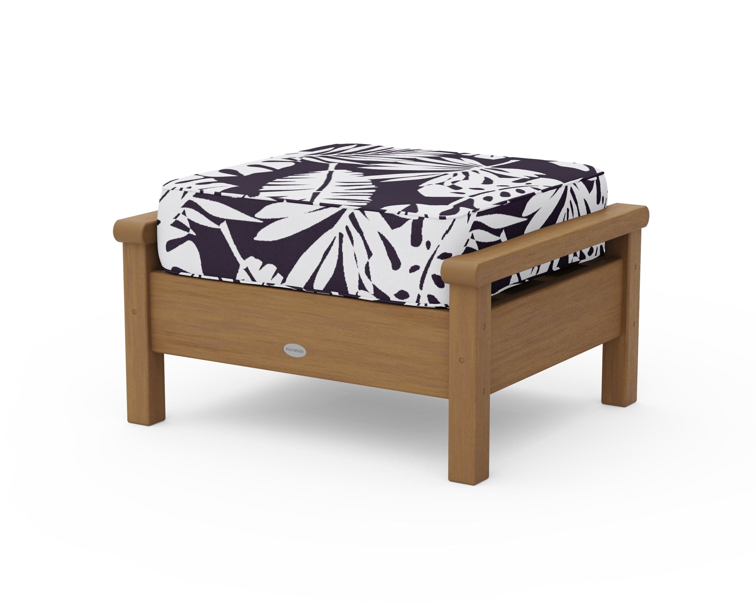 Harbour Deep Seating Ottoman in Natural / Leaf Navy