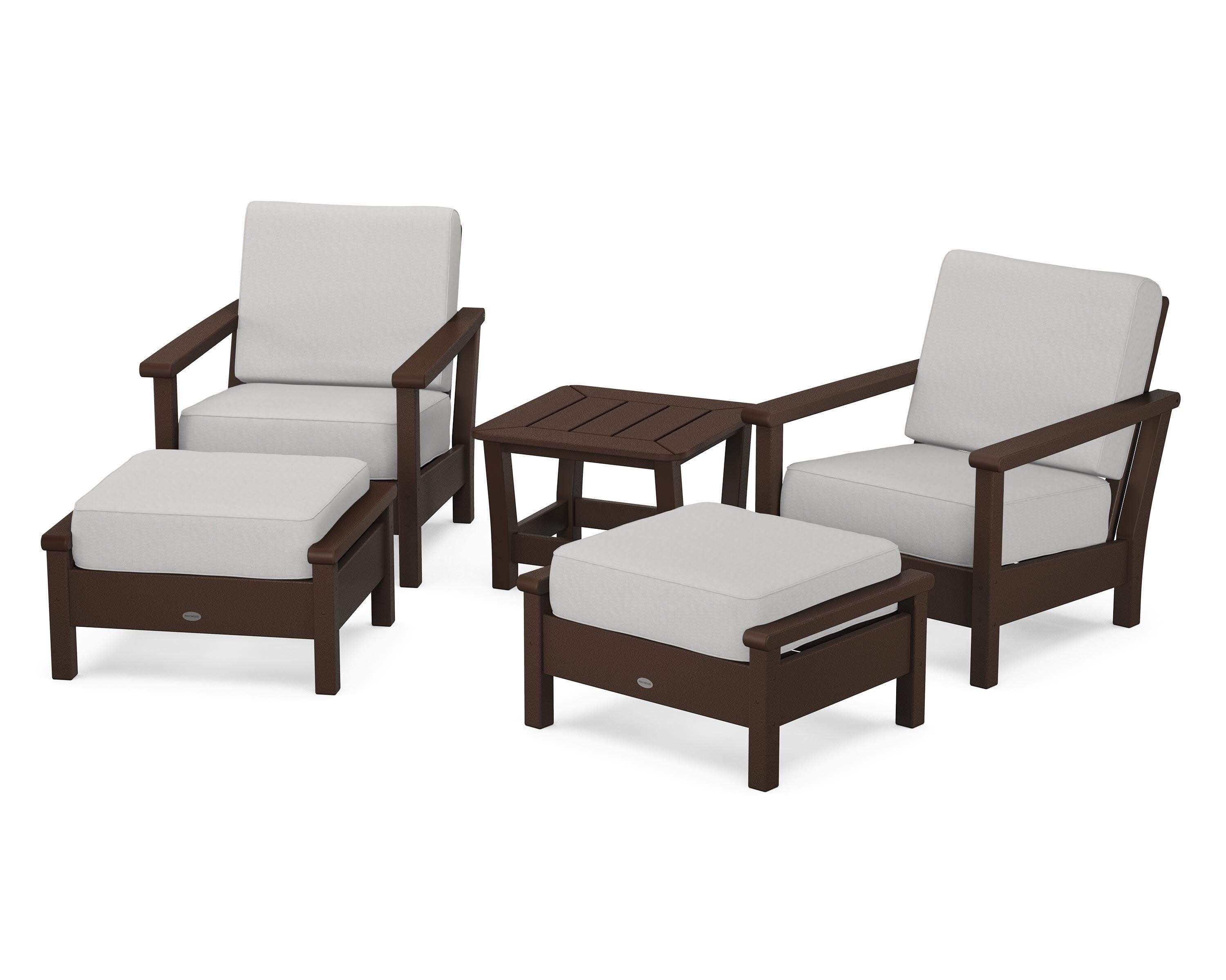Harbour 5-Piece Deep Seating Chair Set in Mahogany / Diamond in the Rough