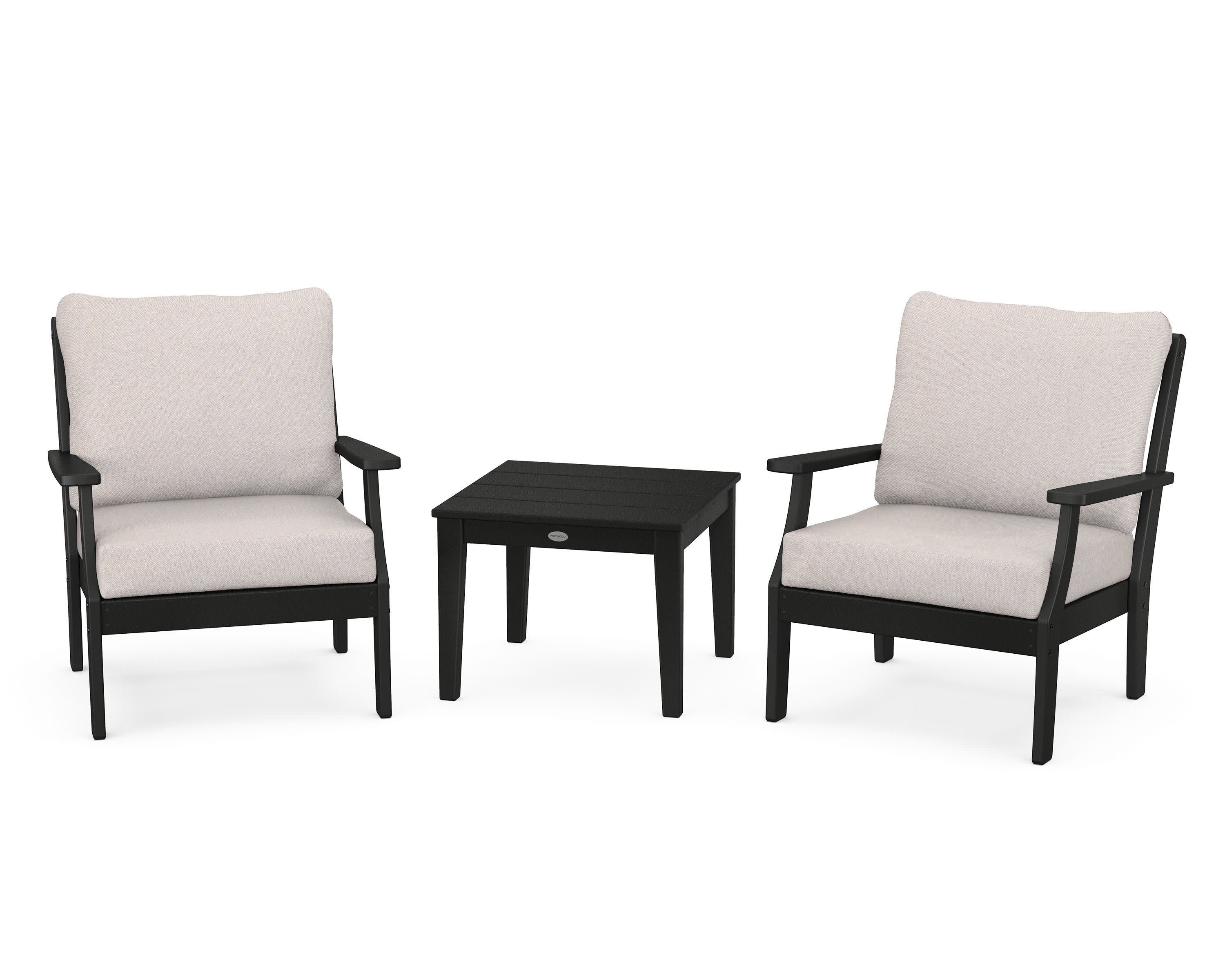Braxton 3-Piece Deep Seating Set in Black / Dune Burlap