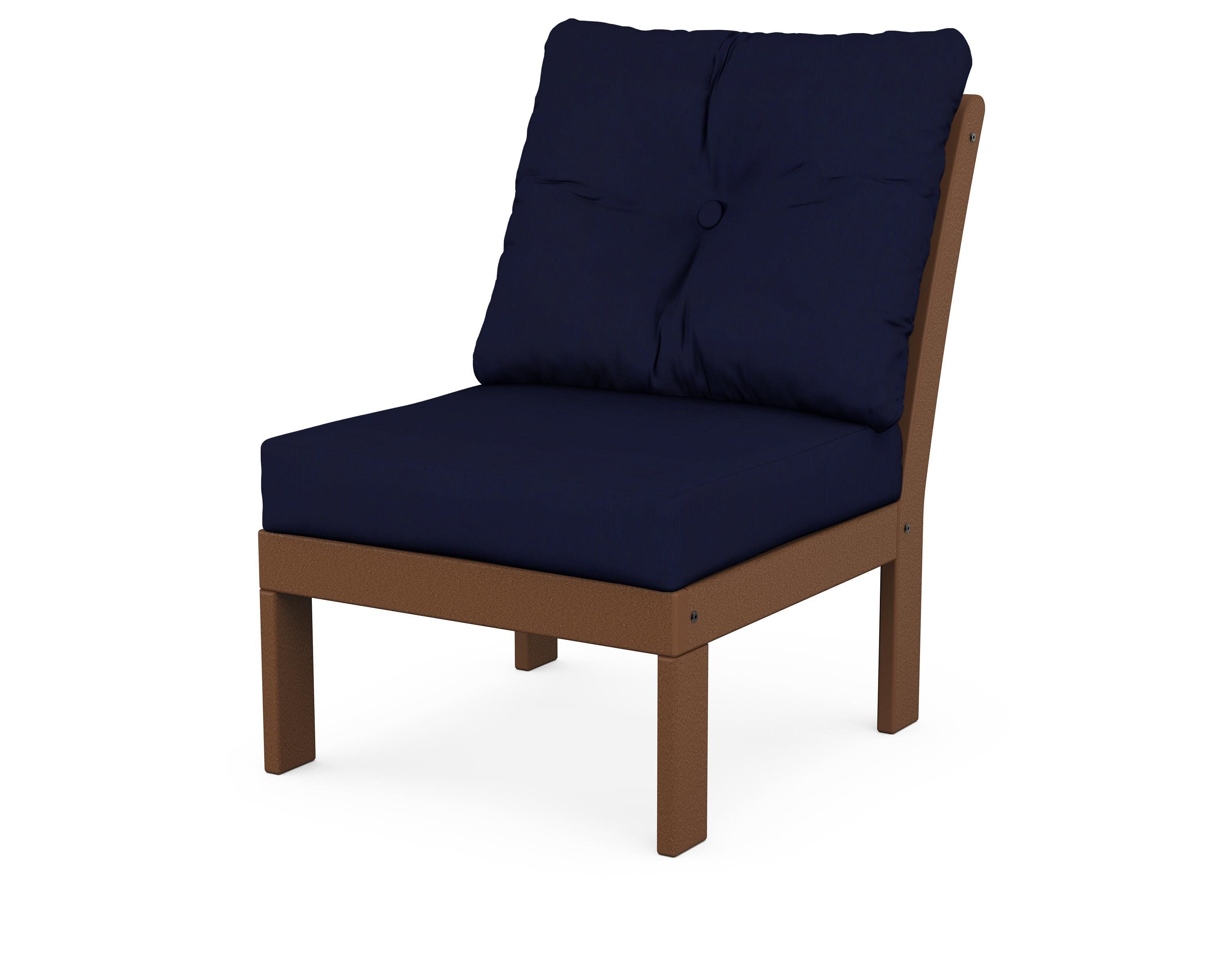Vineyard Modular Armless Chair in Teak / Navy