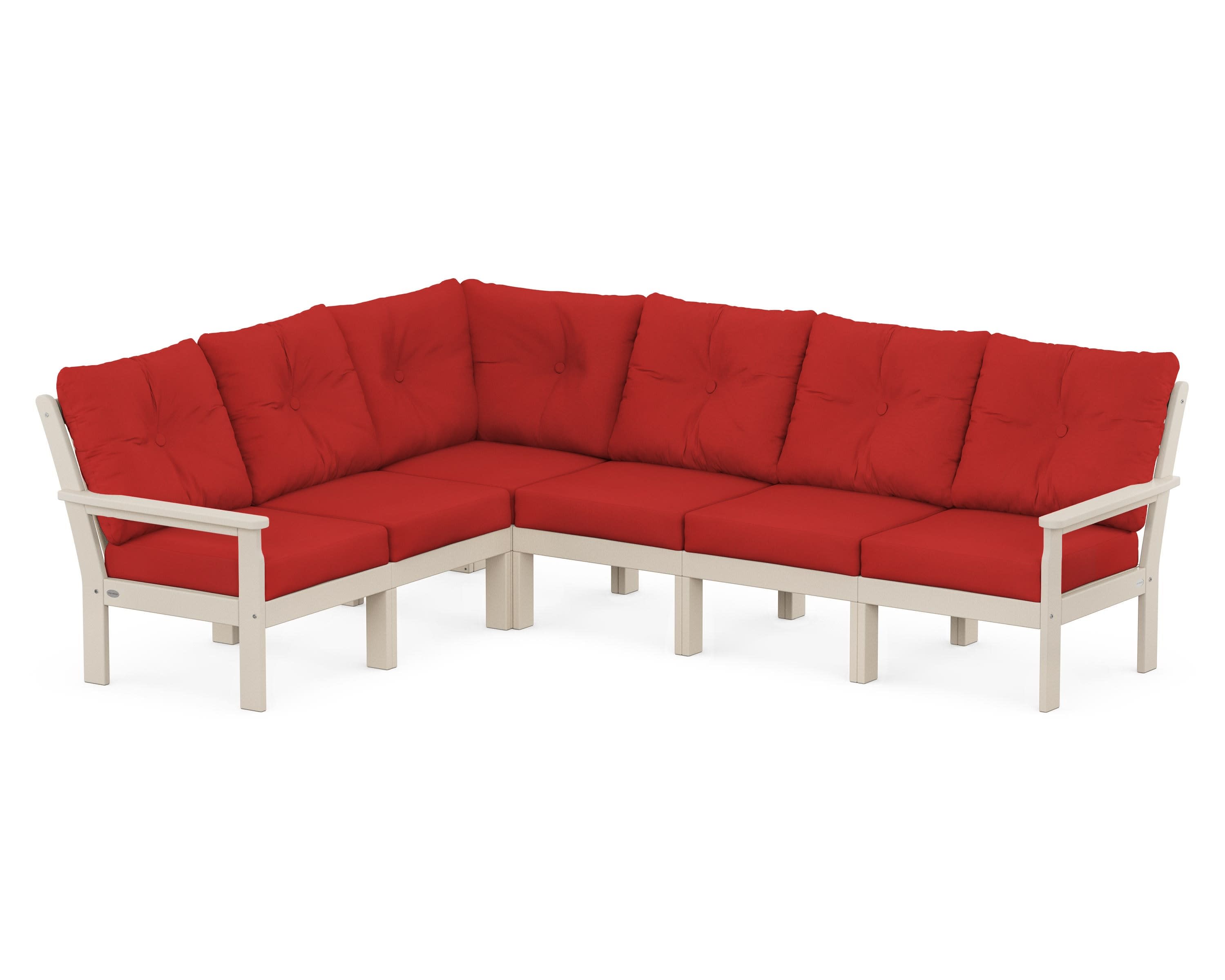 Vineyard 6-Piece Sectional in Sand / Crimson Linen
