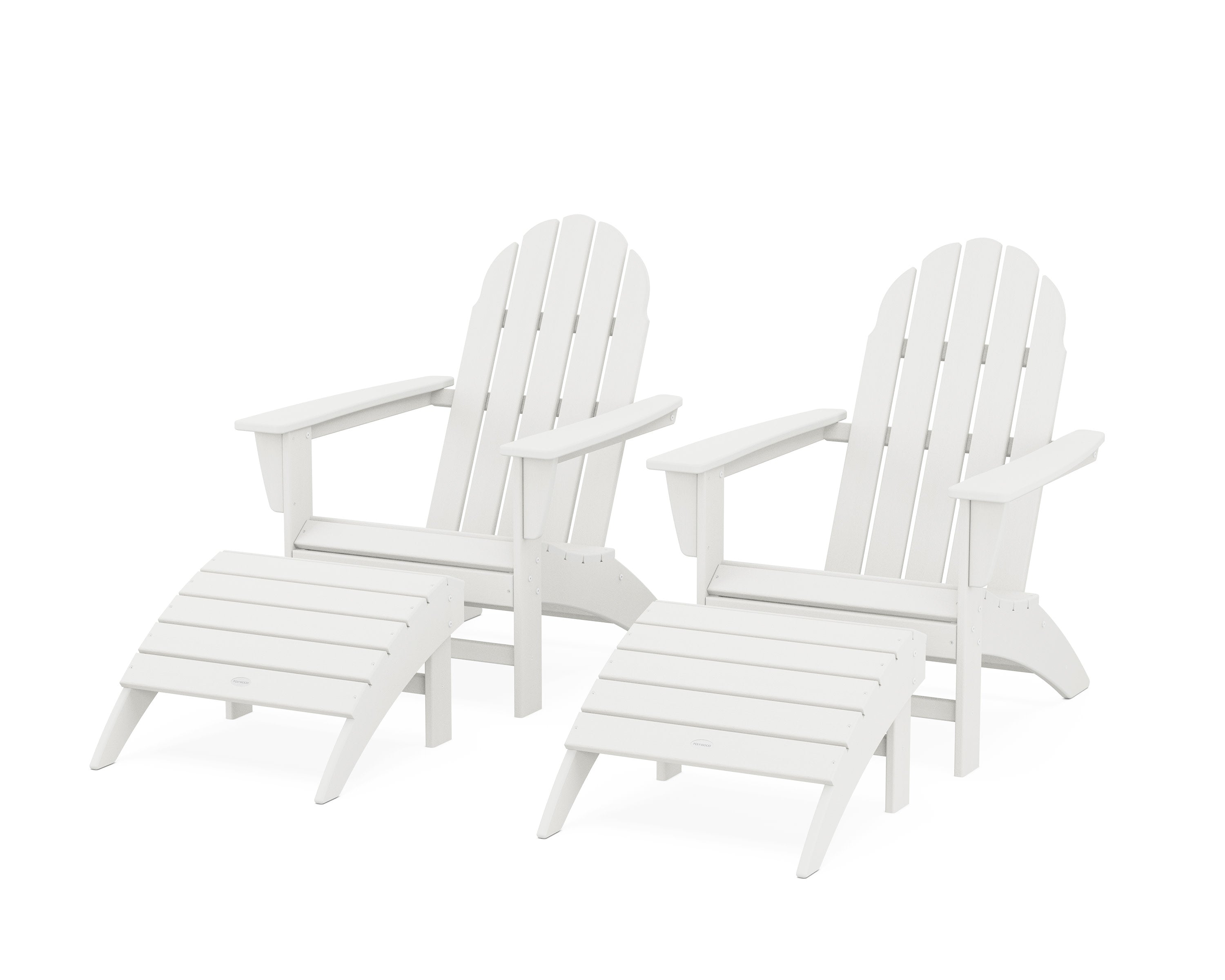 Vineyard Adirondack Chair 4-Piece Set with Ottomans in Vintage White
