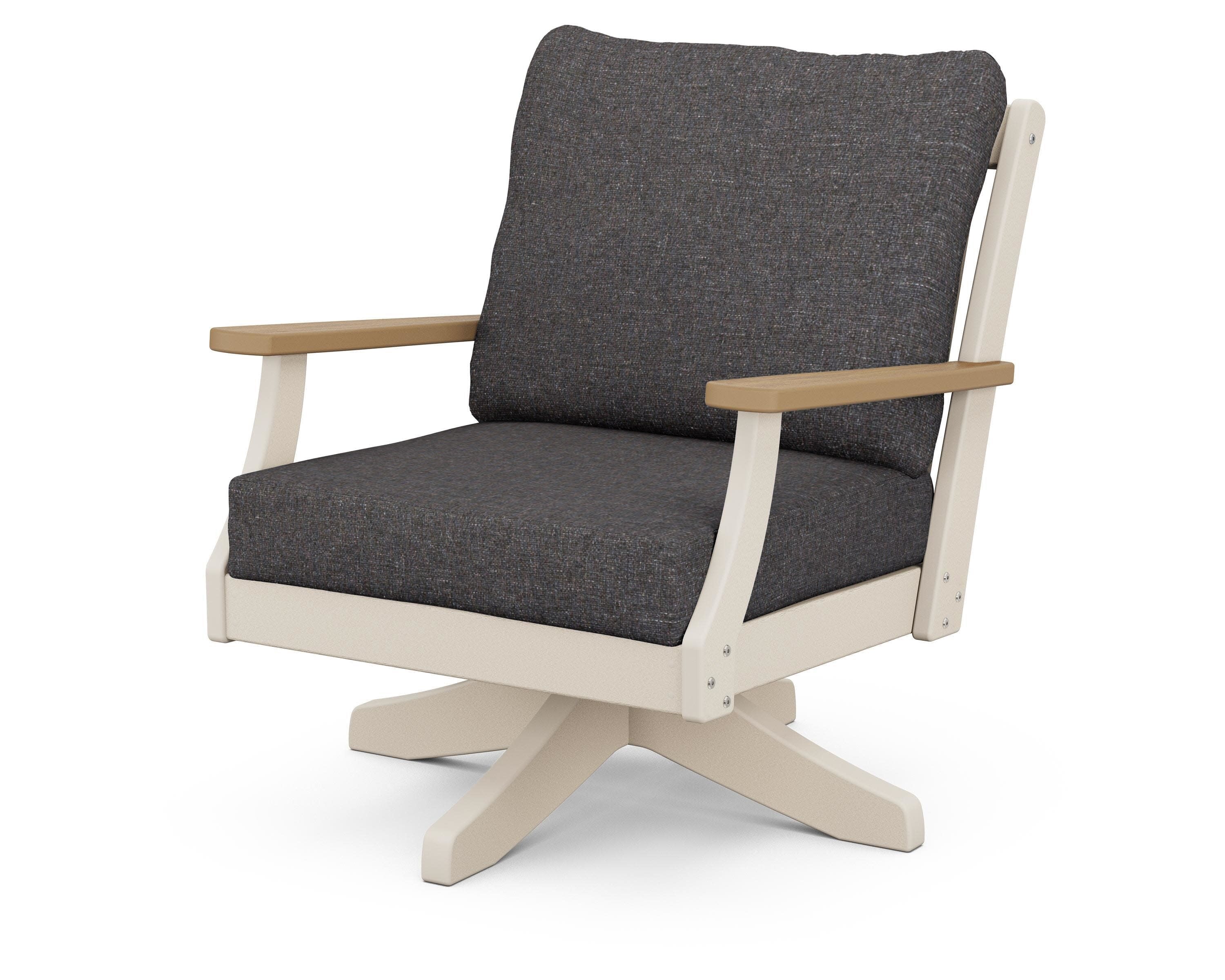 Braxton Deep Seating Swivel Chair in Sand / Natural / Ash Charcoal