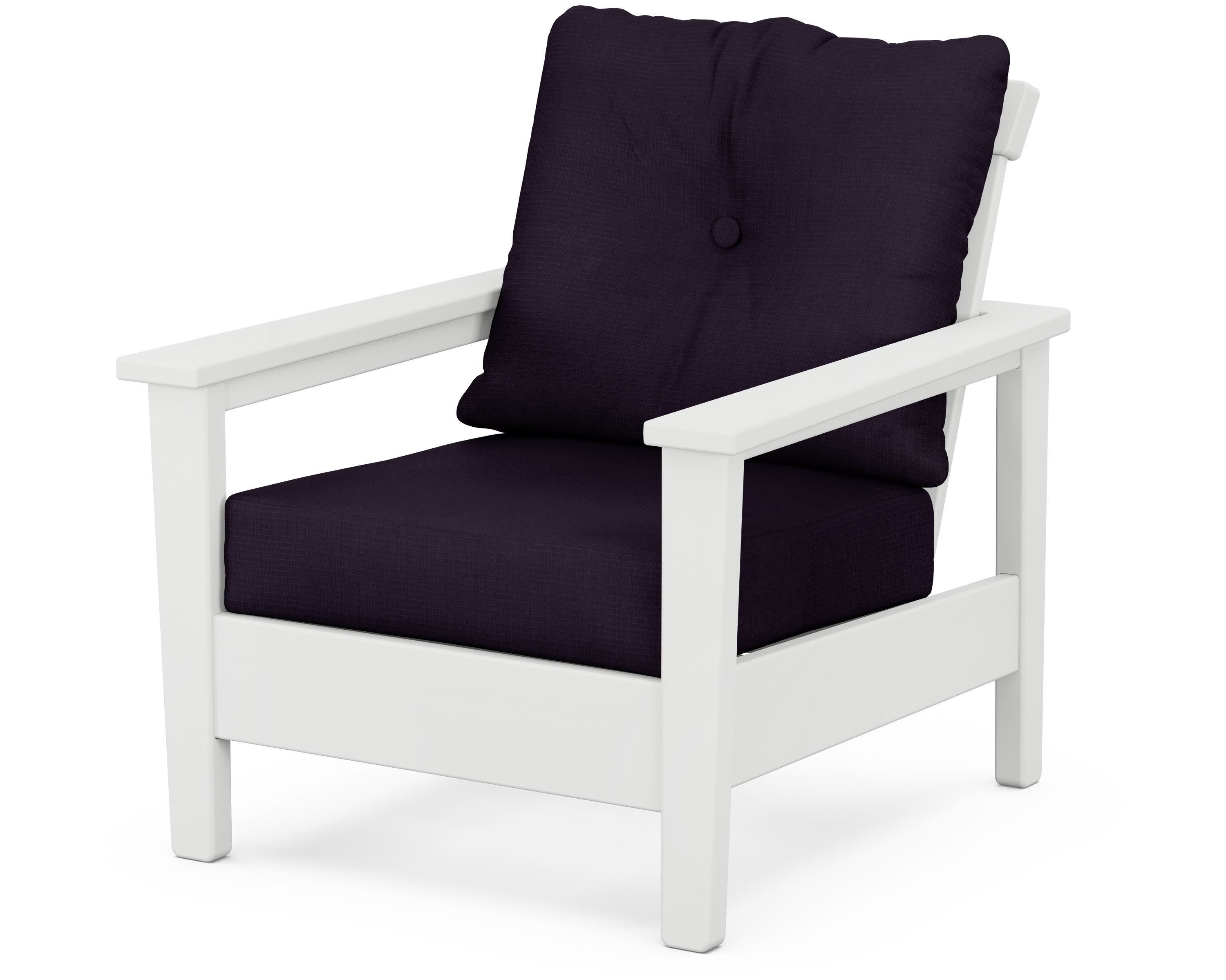 Prescott Deep Seating Chair in White / Navy Linen
