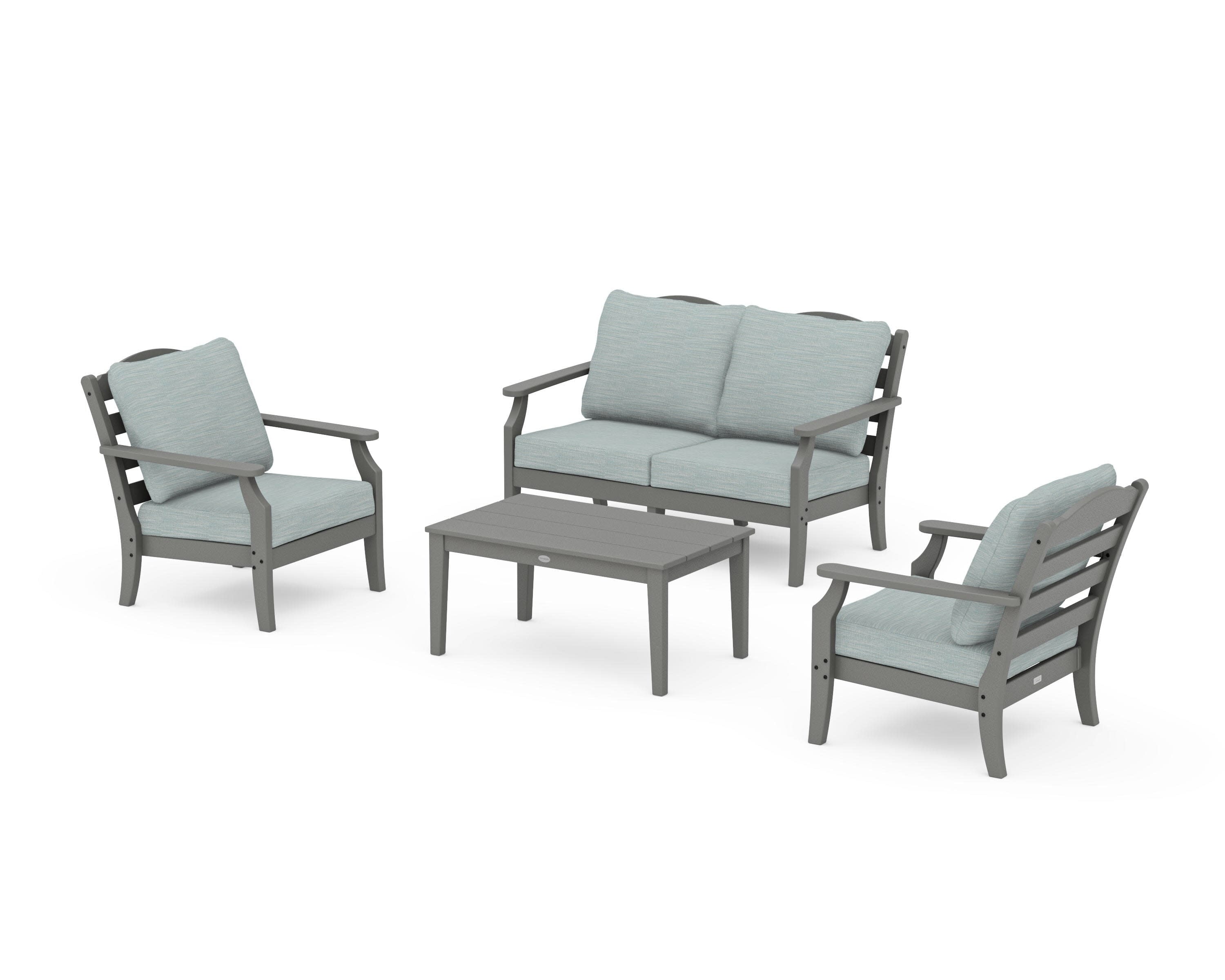 Savannah 4-Piece Deep Seating Set with Loveseat in Slate Grey / Soothe Mist