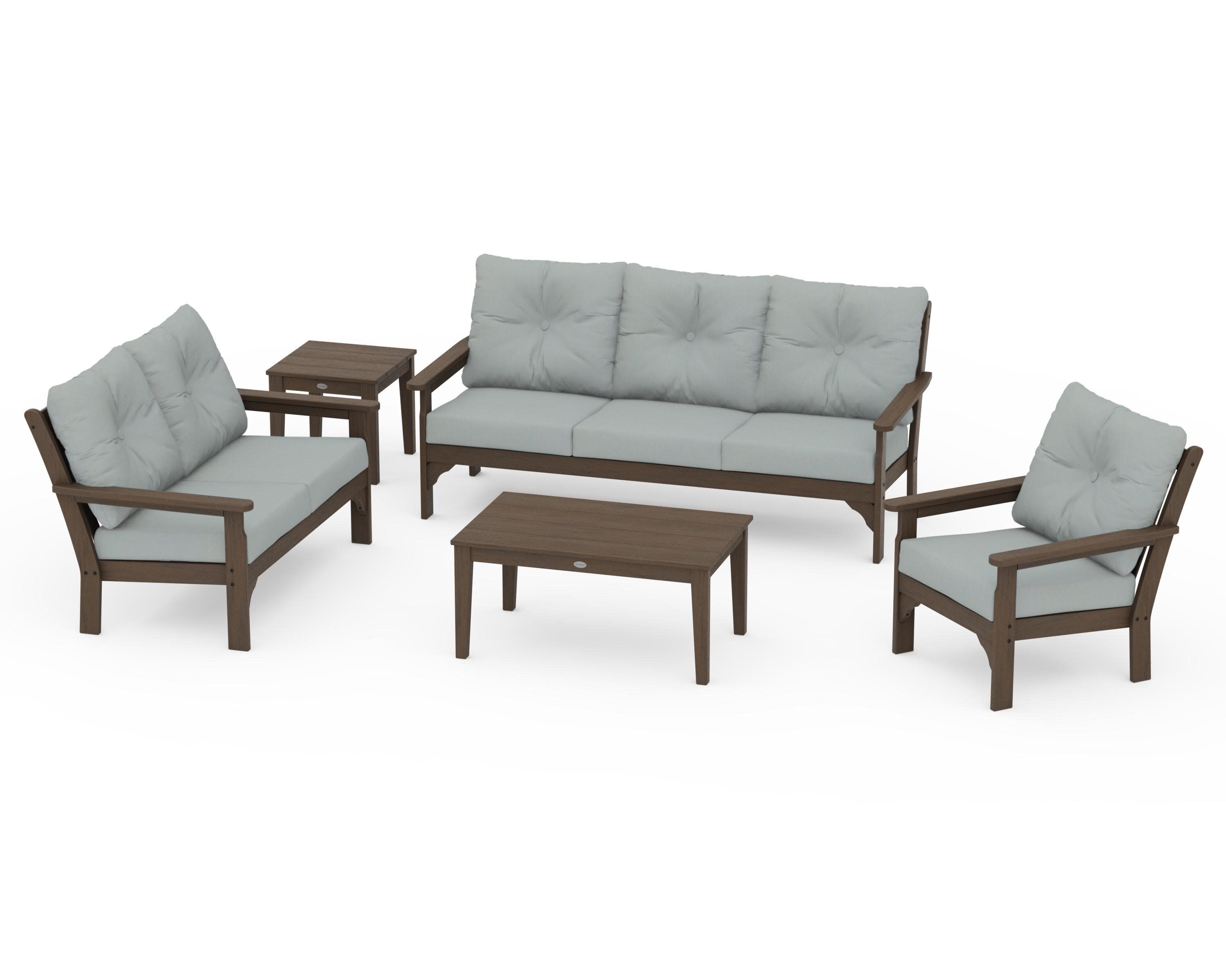 Vineyard 5 Piece Deep Seating Set in Kona / Spa