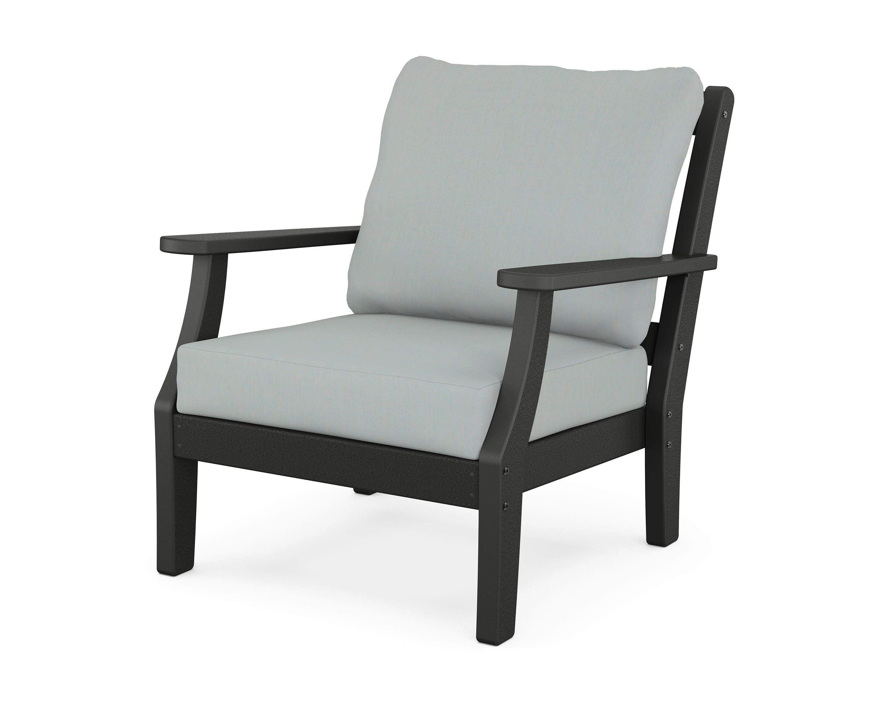 Chinoiserie Deep Seating Chair in Black / Spa