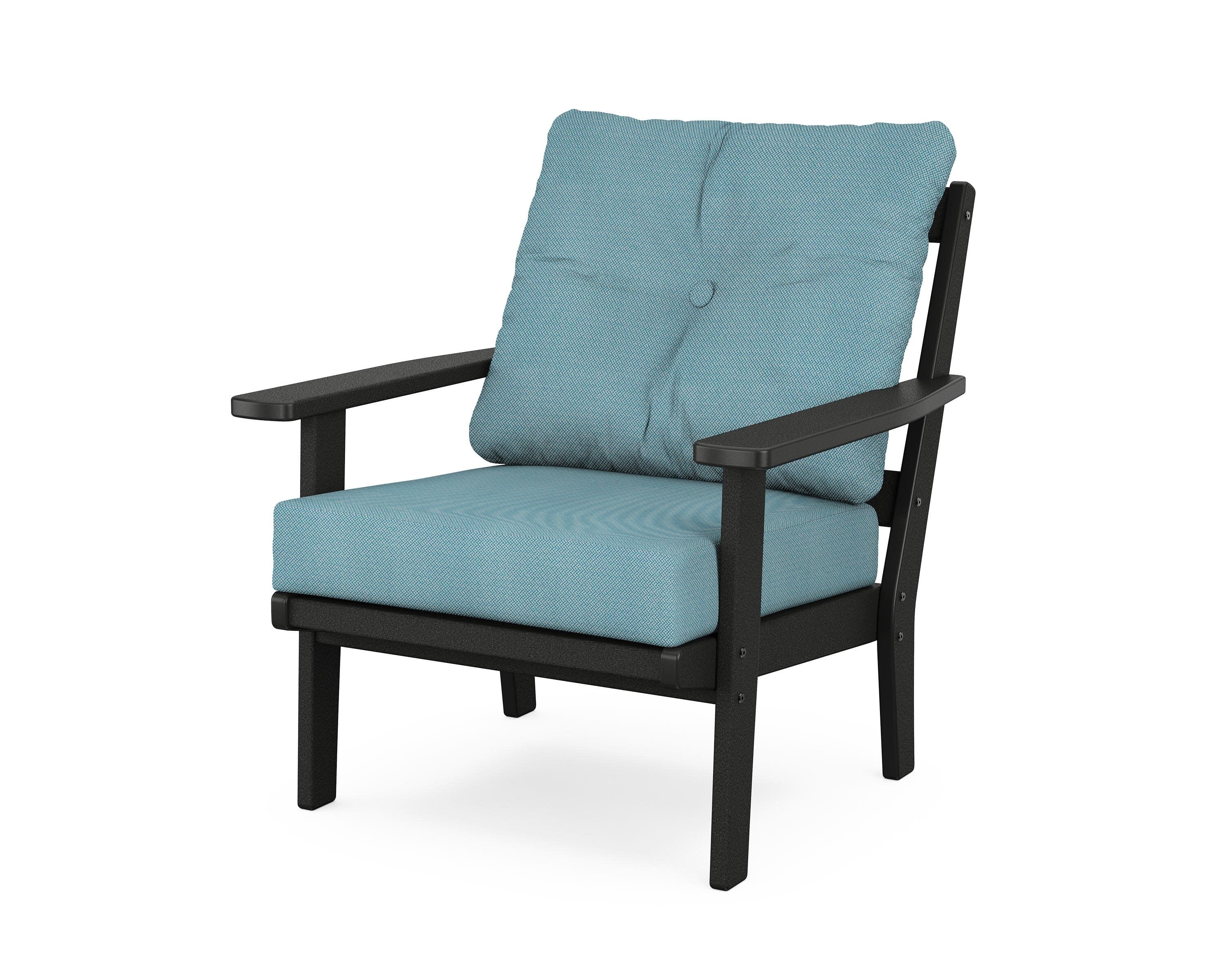 Oxford Deep Seating Chair in Black / Lattice Sky Blue