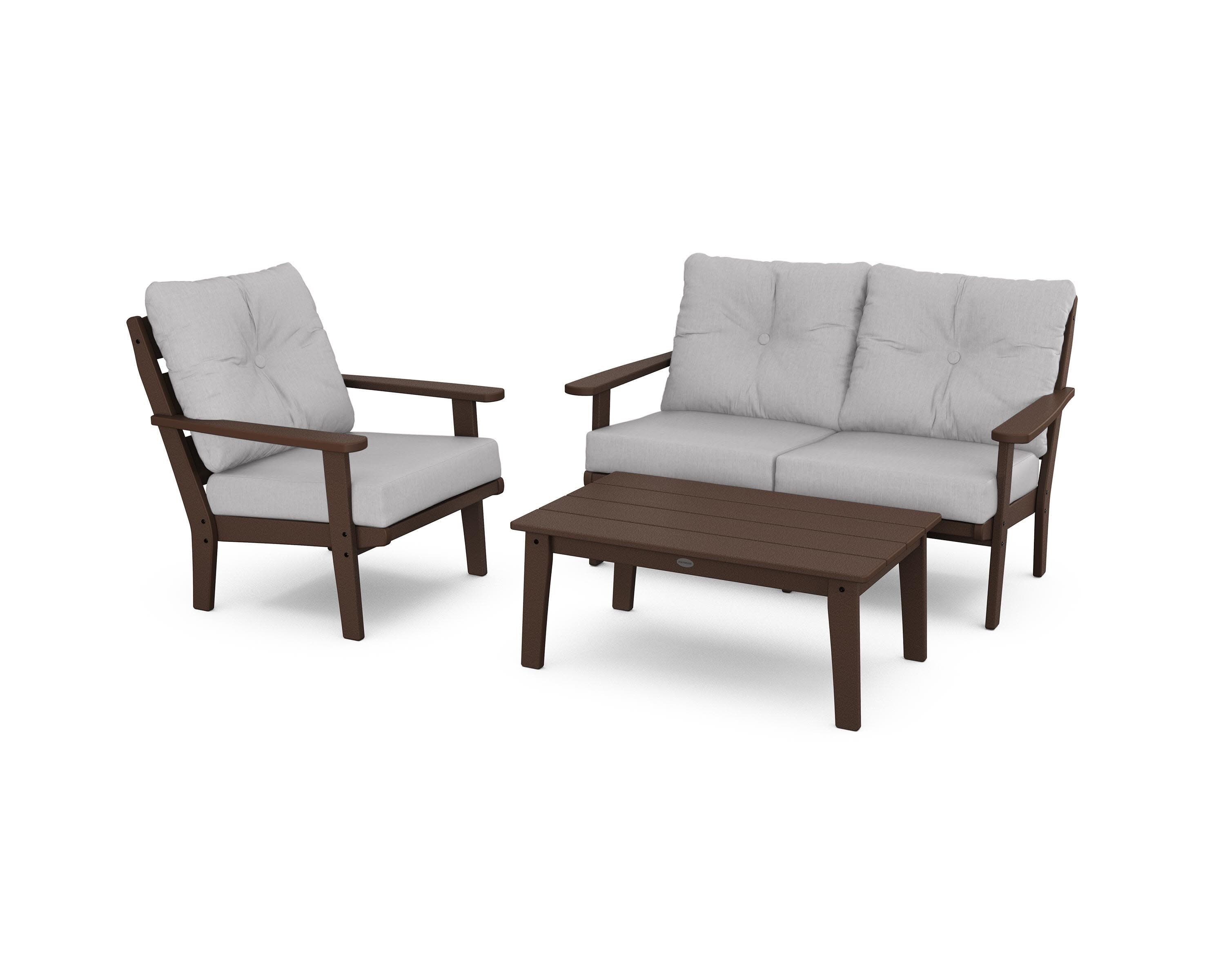 Lakeside 3-Piece Deep Seating Set in Mahogany / Granite