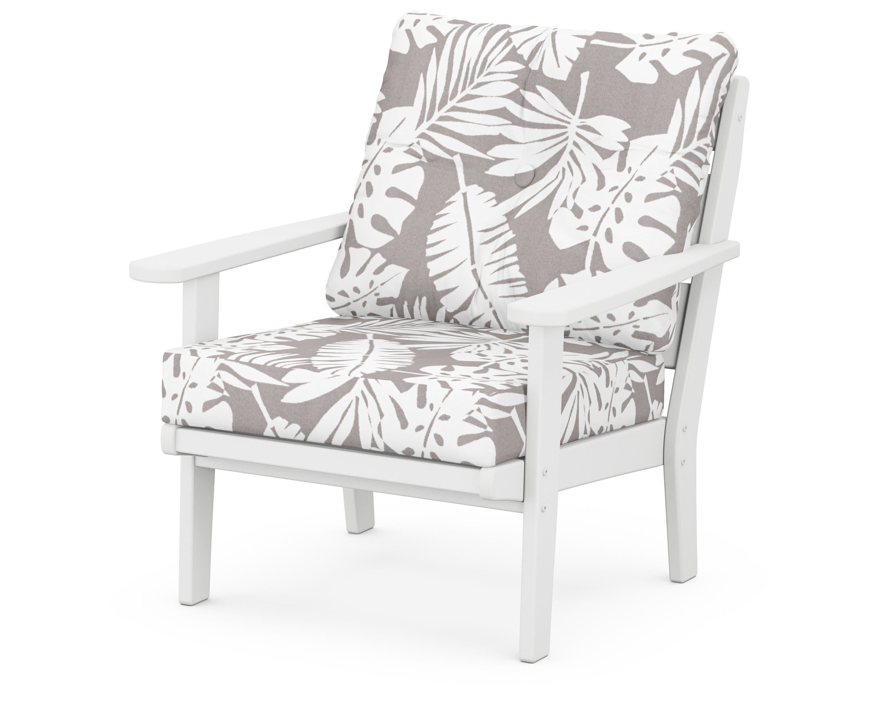 Lakeside Deep Seating Chair in White / Leaf Grey Mist