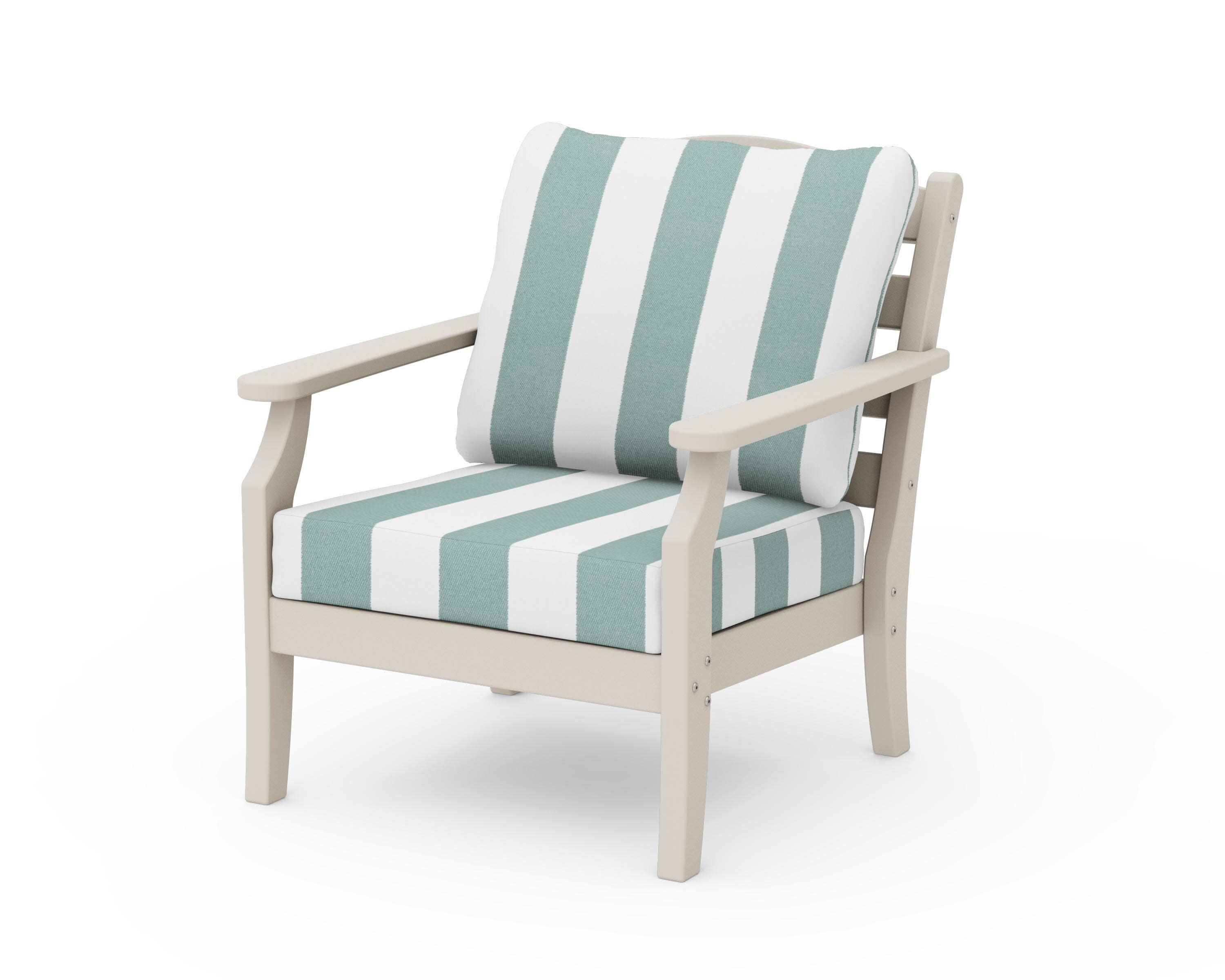 Savannah Deep Seating Chair in Sand / Cabana Stripe Glacier Spa