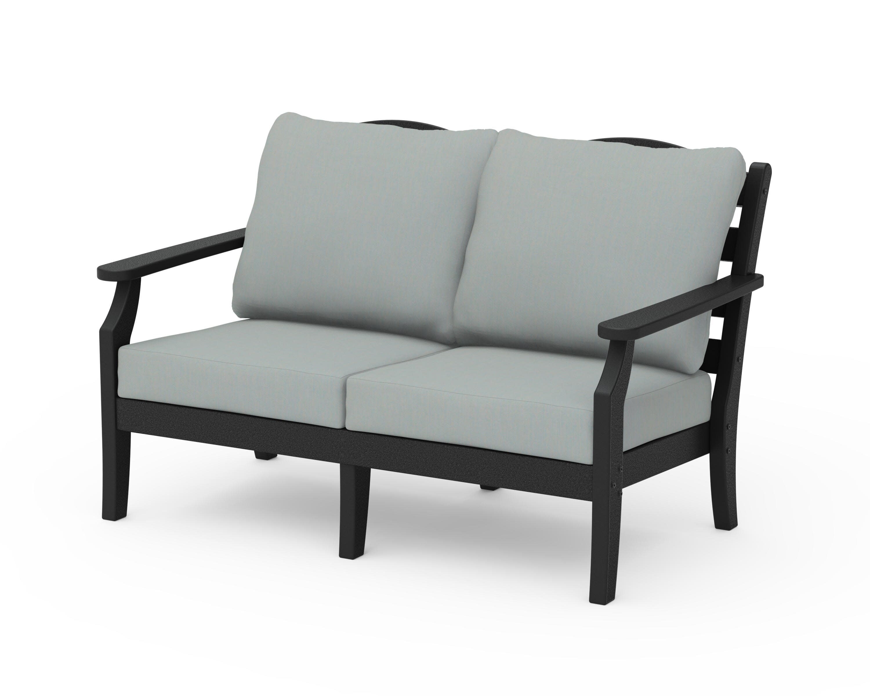 Savannah Deep Seating Loveseat in Black / Spa