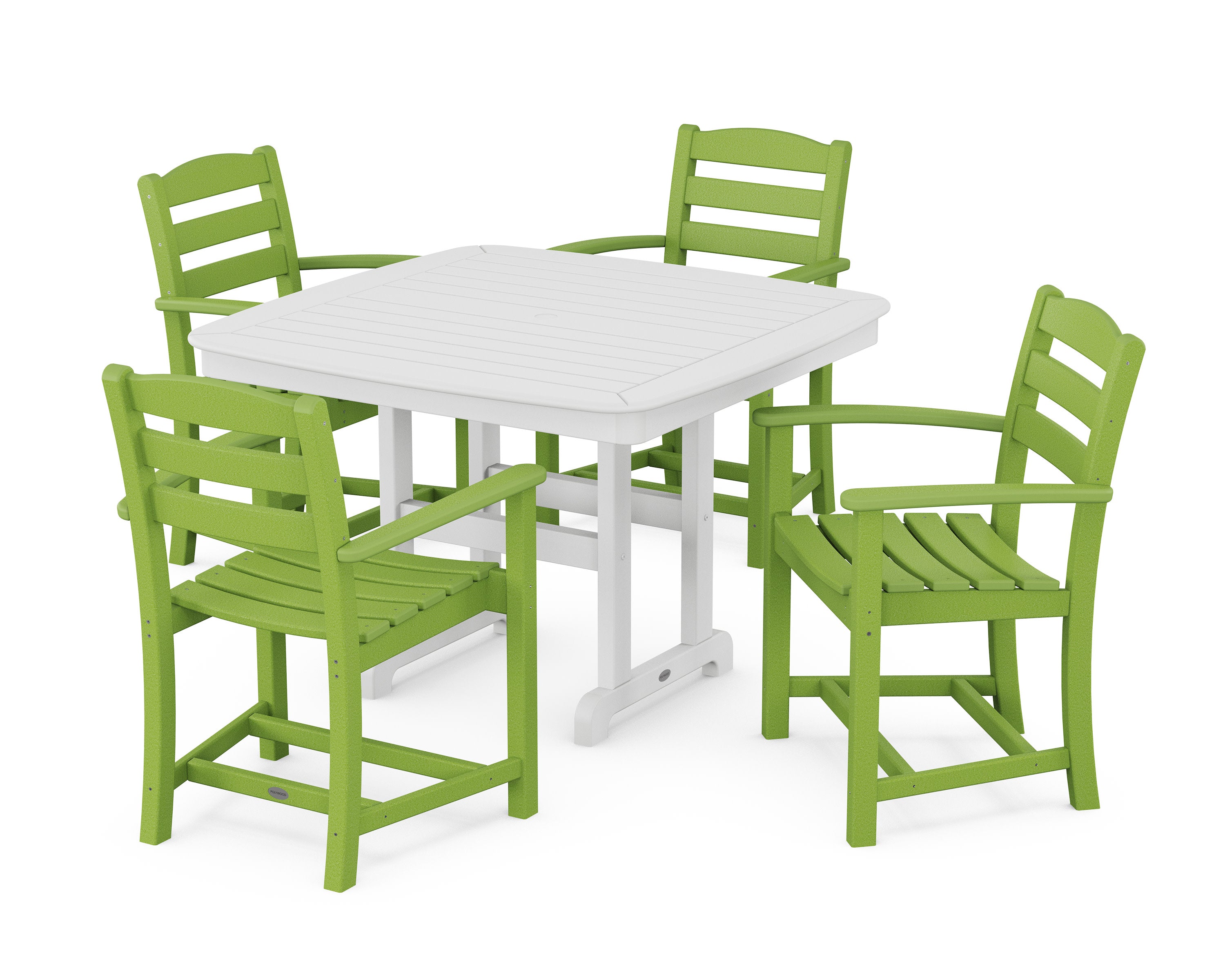 La Casa Caf 5-Piece Dining Set with Trestle Legs in Lime / White