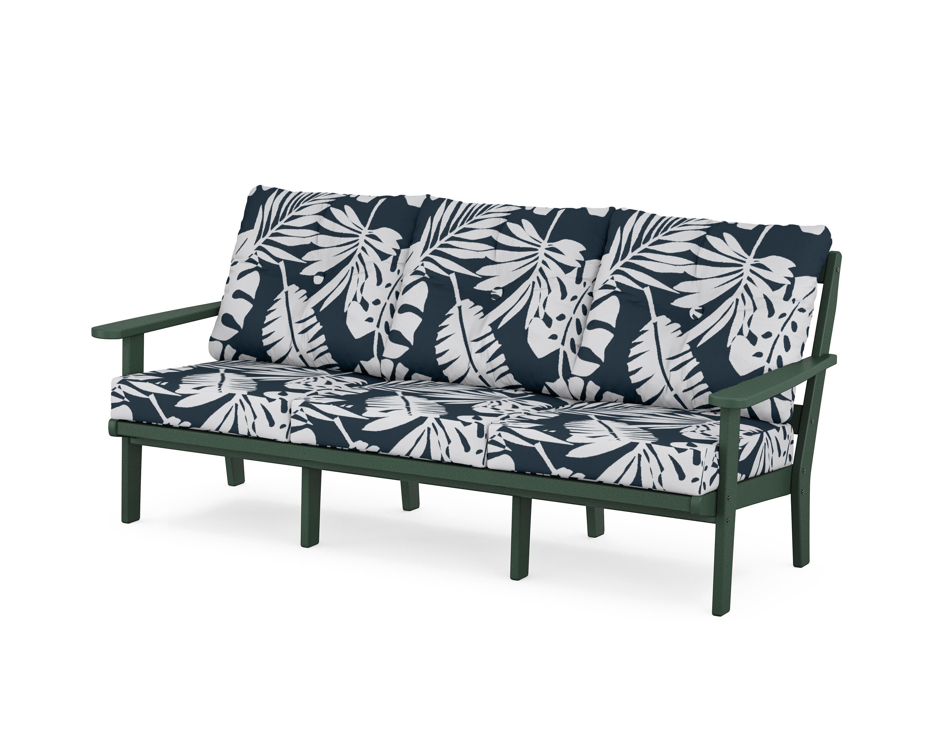 Mission Deep Seating Sofa in Green / Leaf Marine Indigo