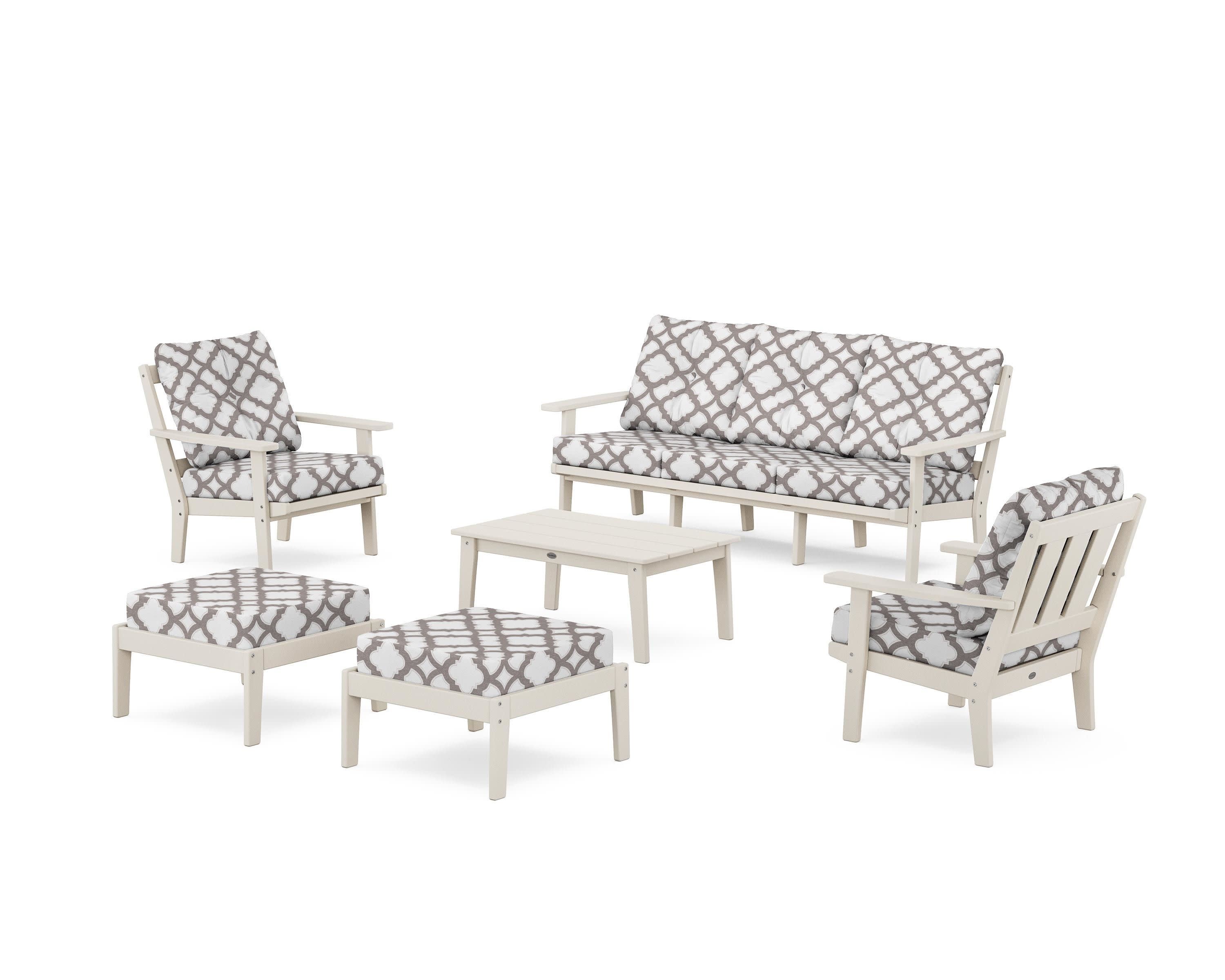 Oxford 6-Piece Lounge Sofa Set in Sand / Trellis Grey Mist