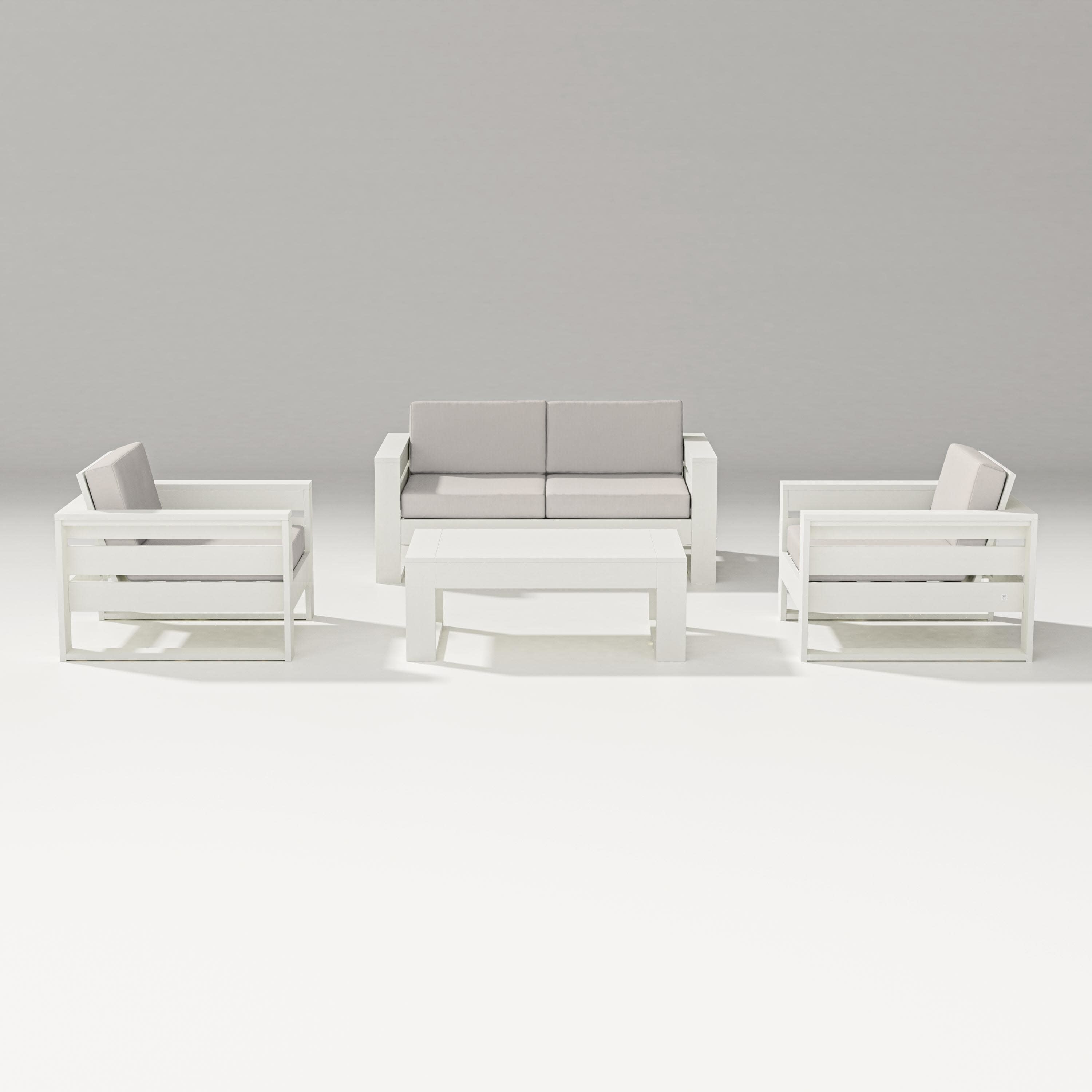 Latitude 4-Piece Lounge Loveseat Set in Vintage White / Cast Ash
