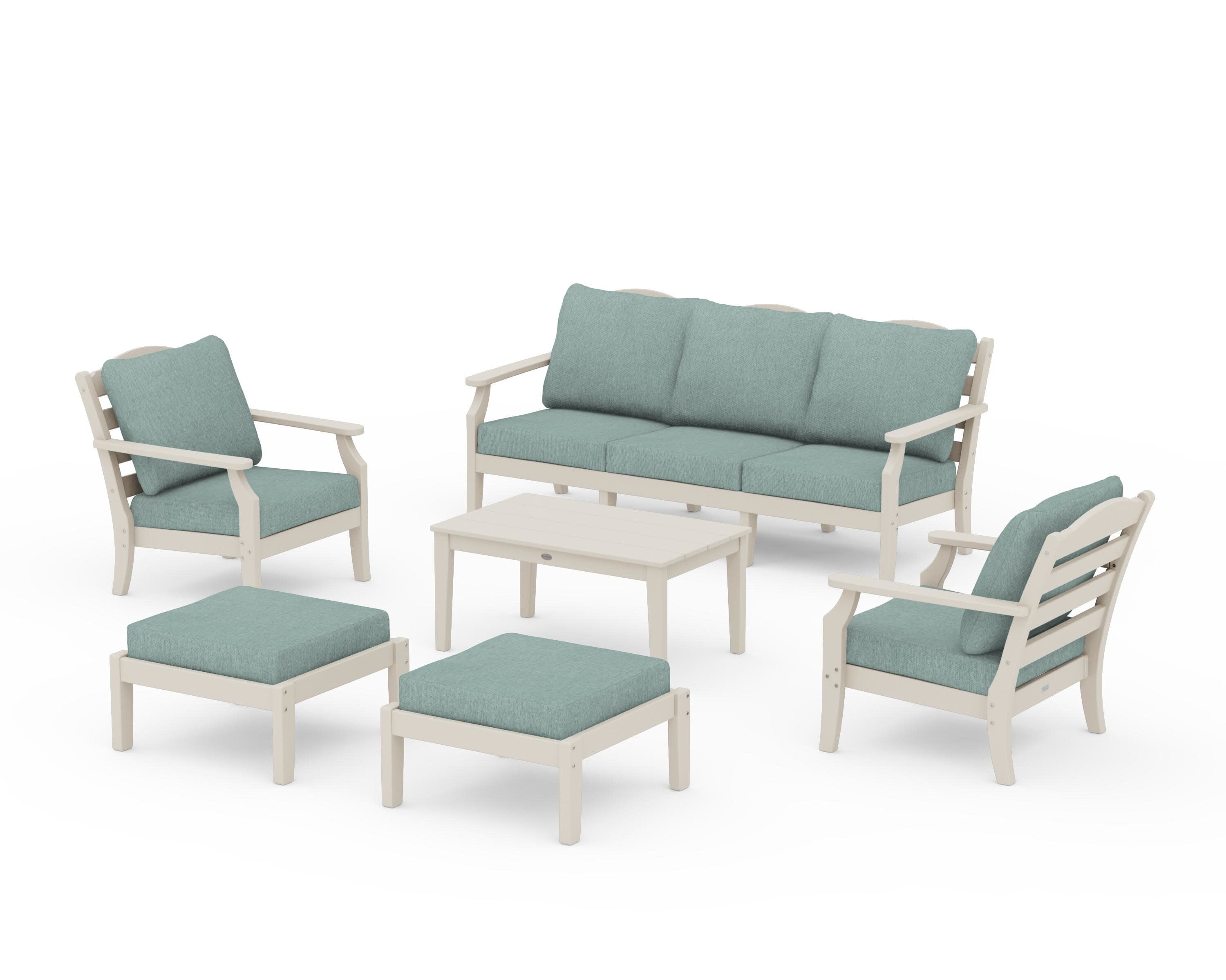 Savannah 6-Piece Lounge Sofa Set in Sand / Glacier Spa