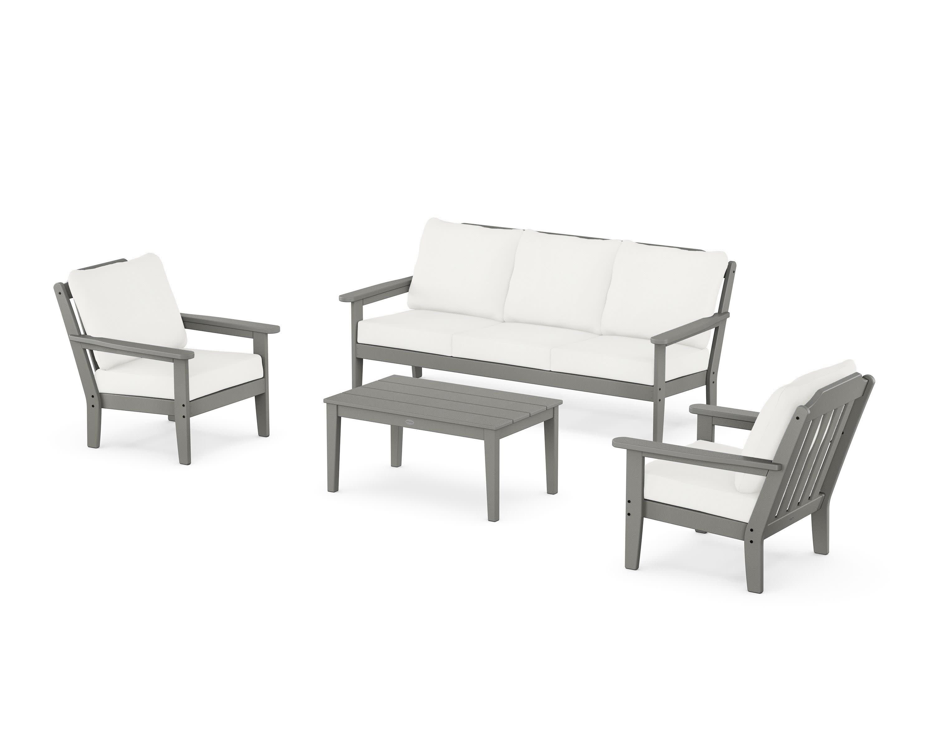 Cottage 4-Piece Deep Seating Set with Sofa in Slate Grey / Natural Linen