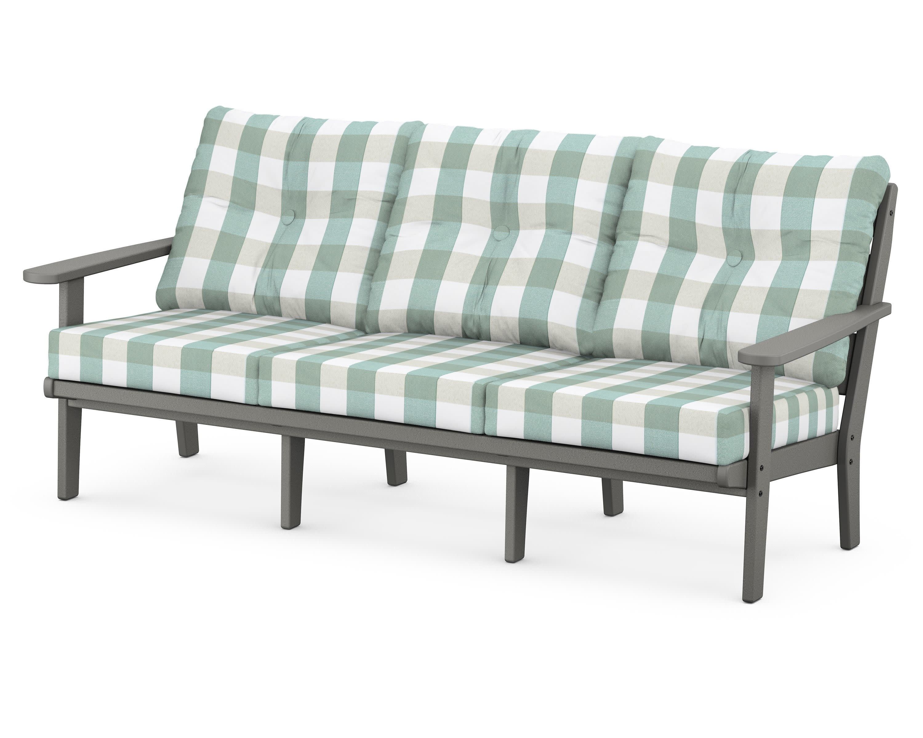 Lakeside Deep Seating Sofa in Slate Grey / Buffalo Plaid Glacier Spa