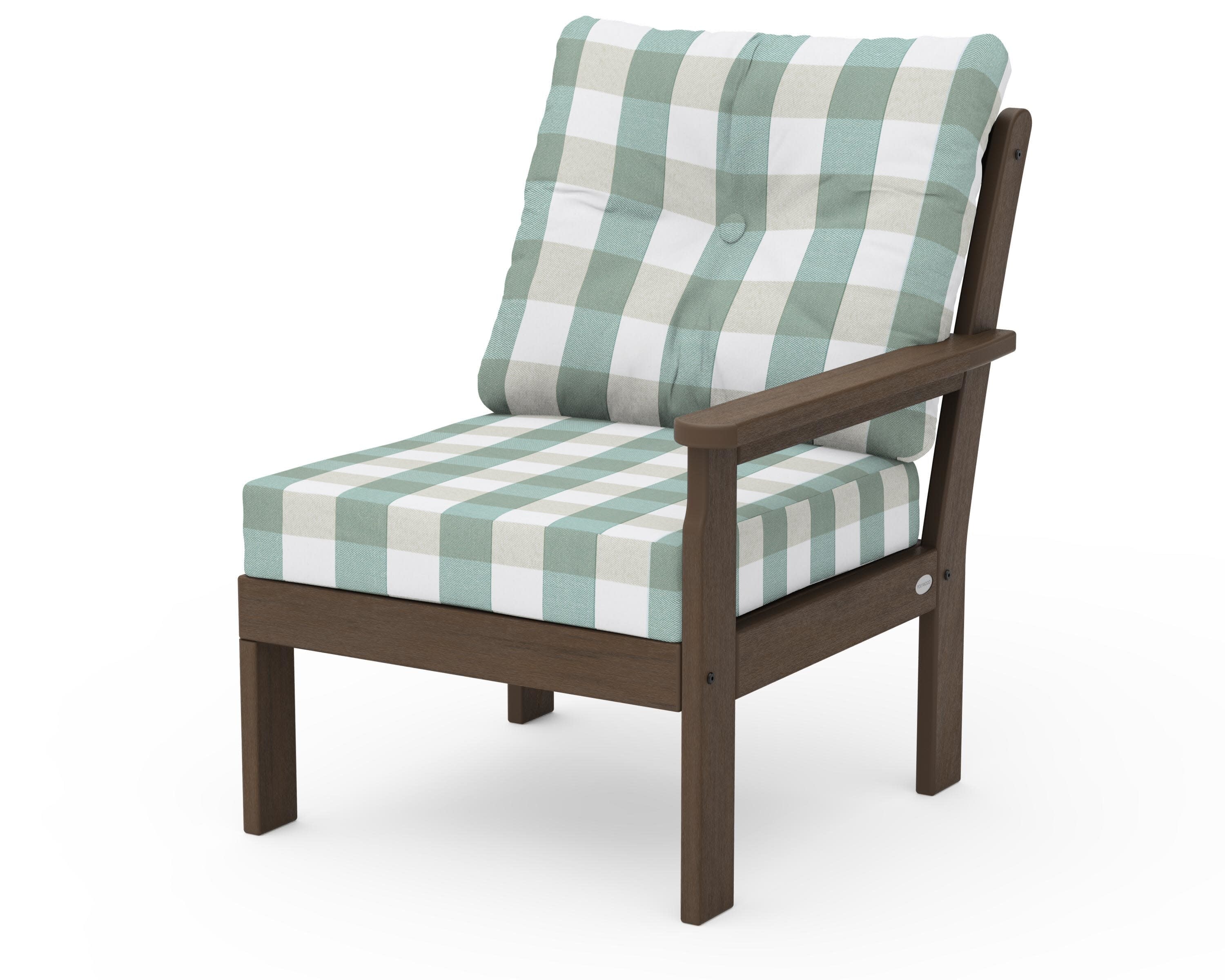 Vineyard Modular Right Arm Chair in Kona / Buffalo Plaid Glacier Spa