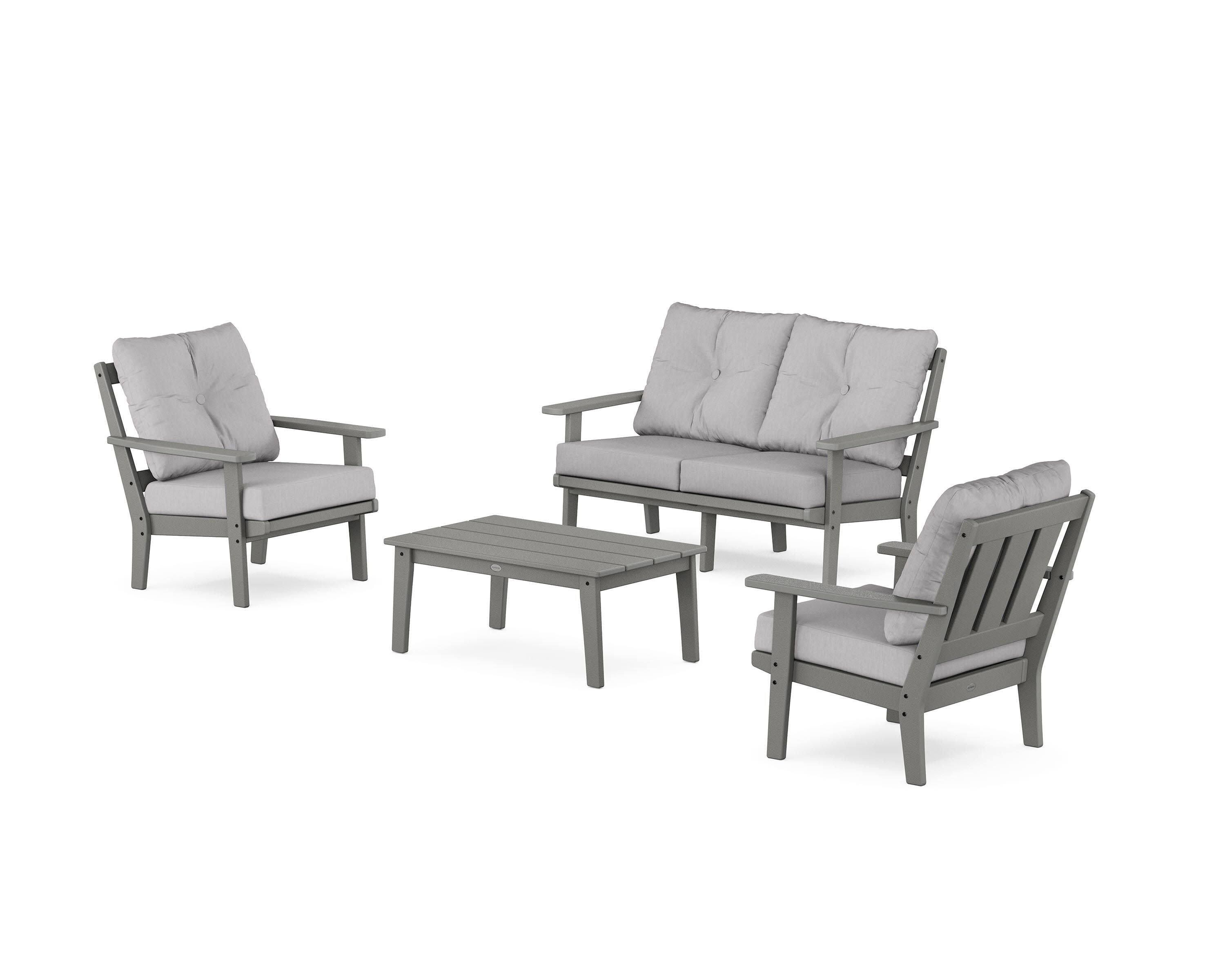 Oxford 4-Piece Deep Seating Set with Loveseat in Slate Grey / Granite