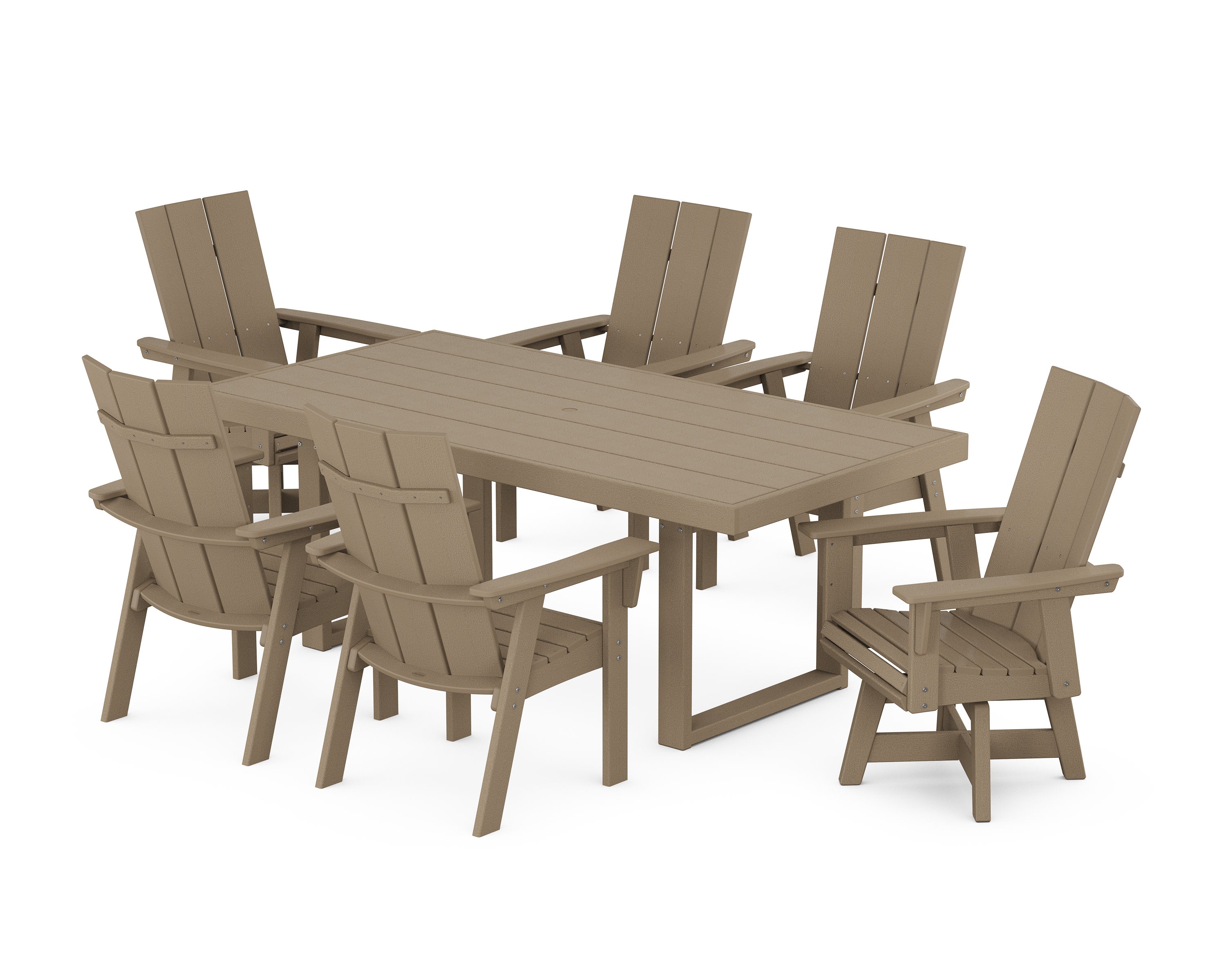 Modern Adirondack 7-Piece Dining Set in Vintage Sahara