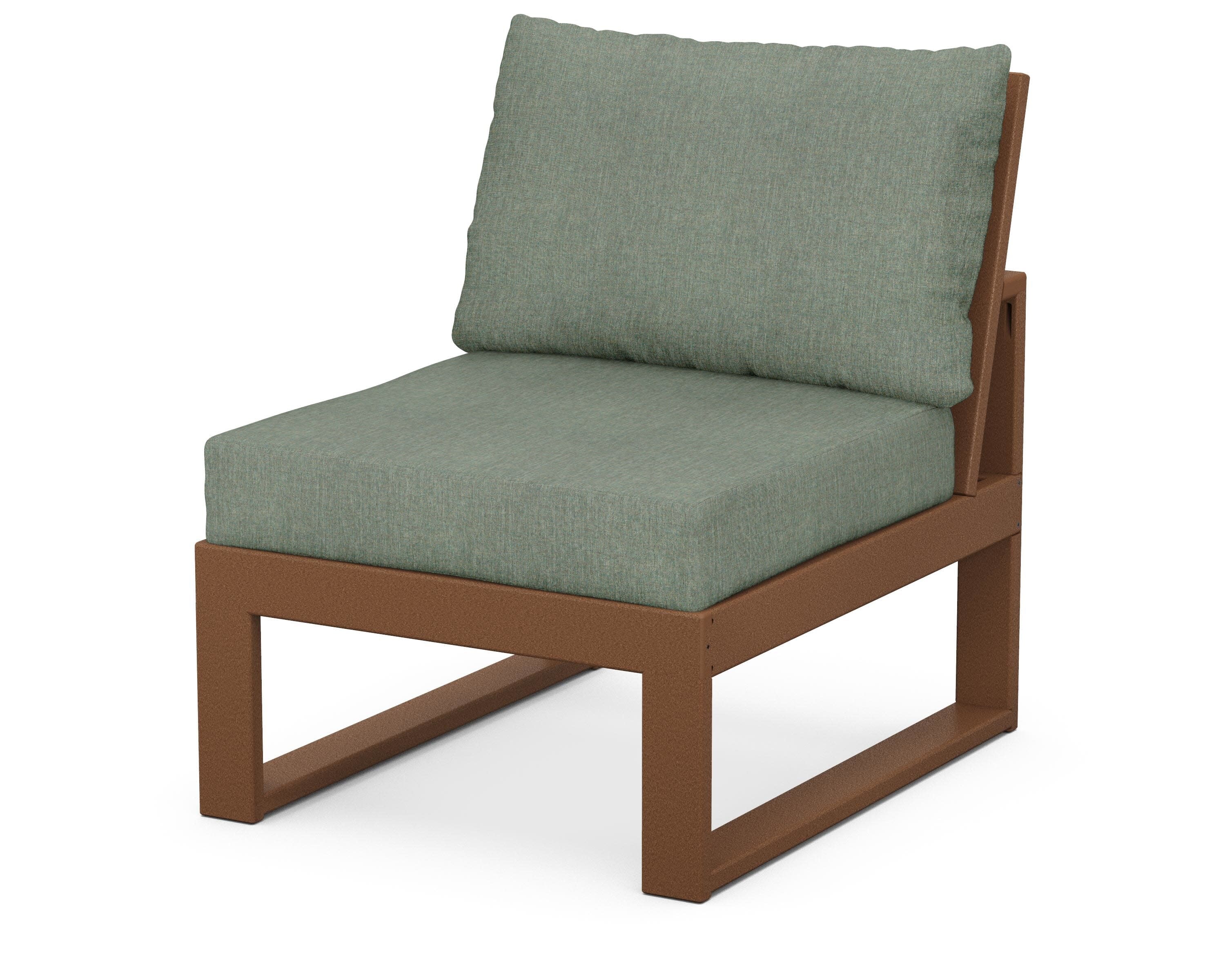 Modular Armless Chair in Teak / Cast Sage