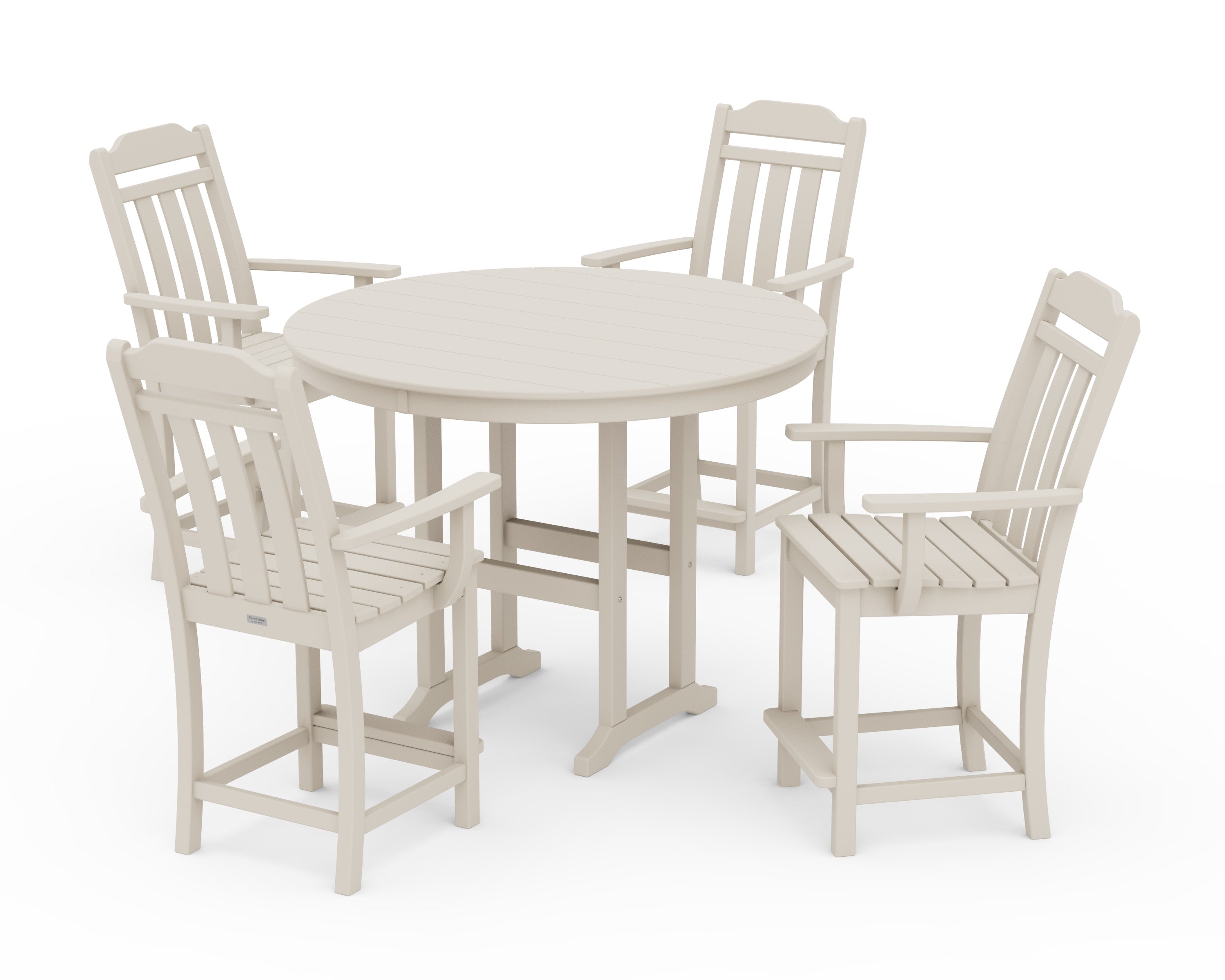 Cottage 5-Piece Round Farmhouse Counter Set in Sand