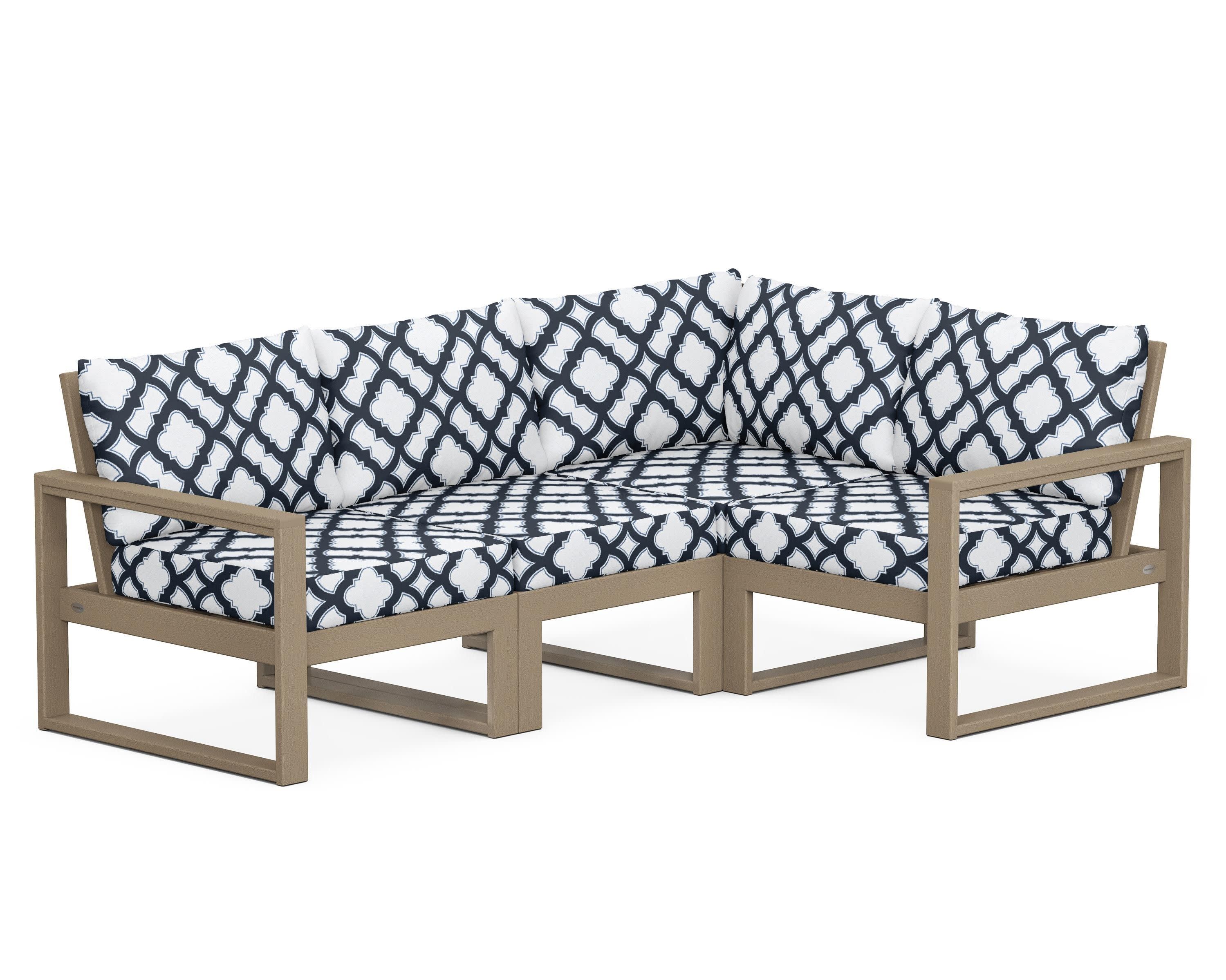 EDGE 4-Piece Modular Deep Seating Set in Vintage Sahara / Trellis Marine Indigo