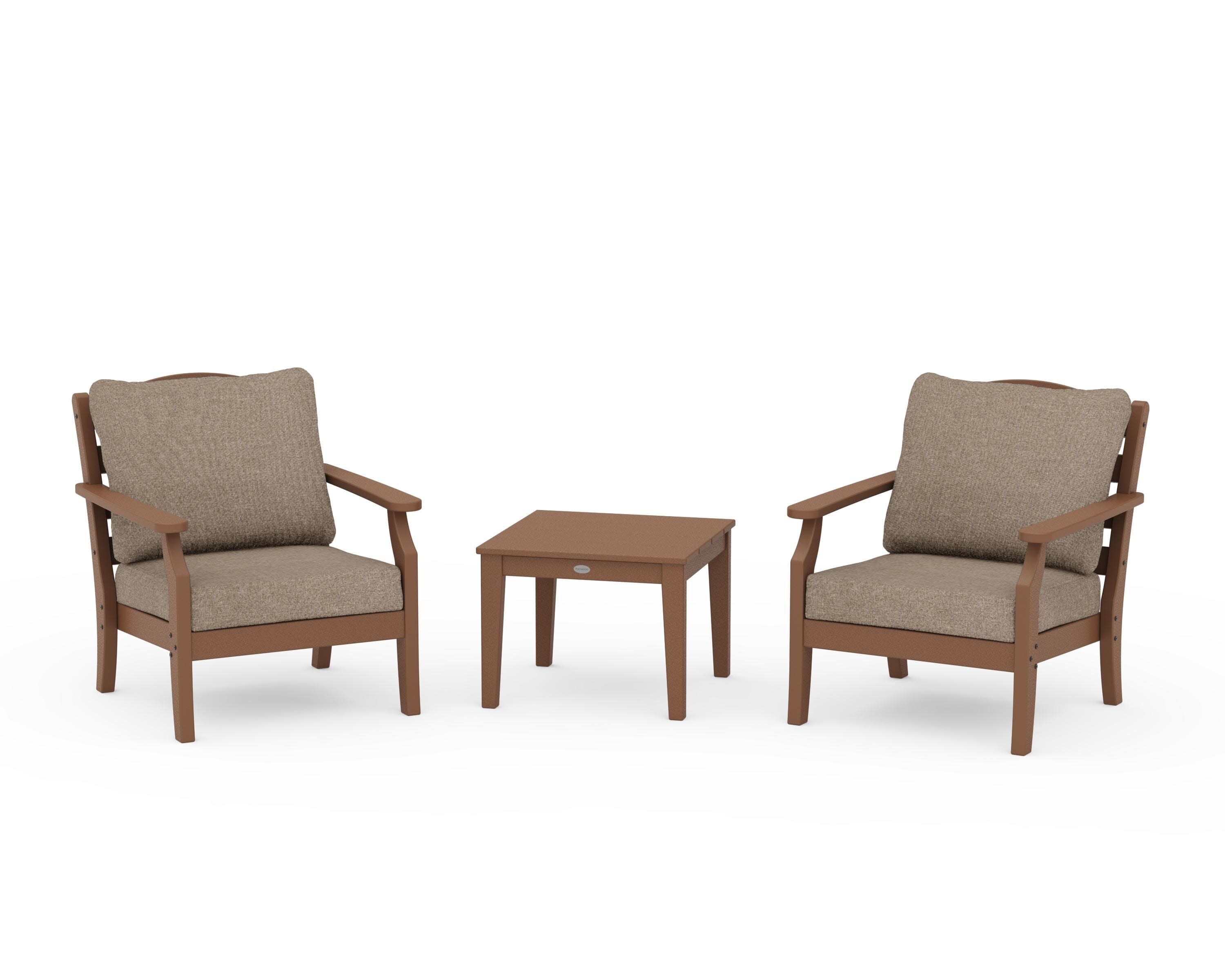 Savannah 3-Piece Deep Seating Set in Teak / Spiced Burlap