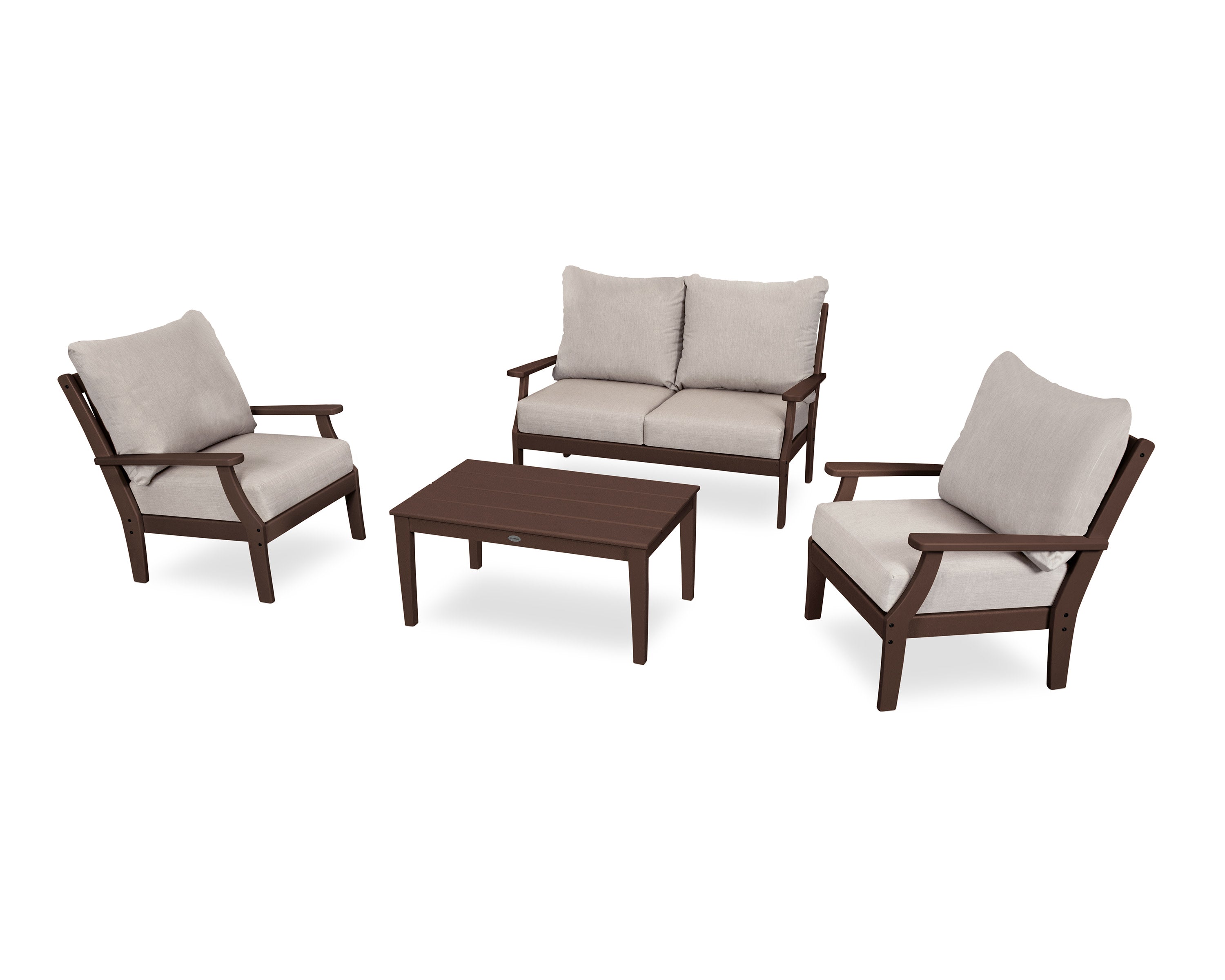 Braxton 4-Piece Deep Seating Chair Set in Mahogany / Cast Ash