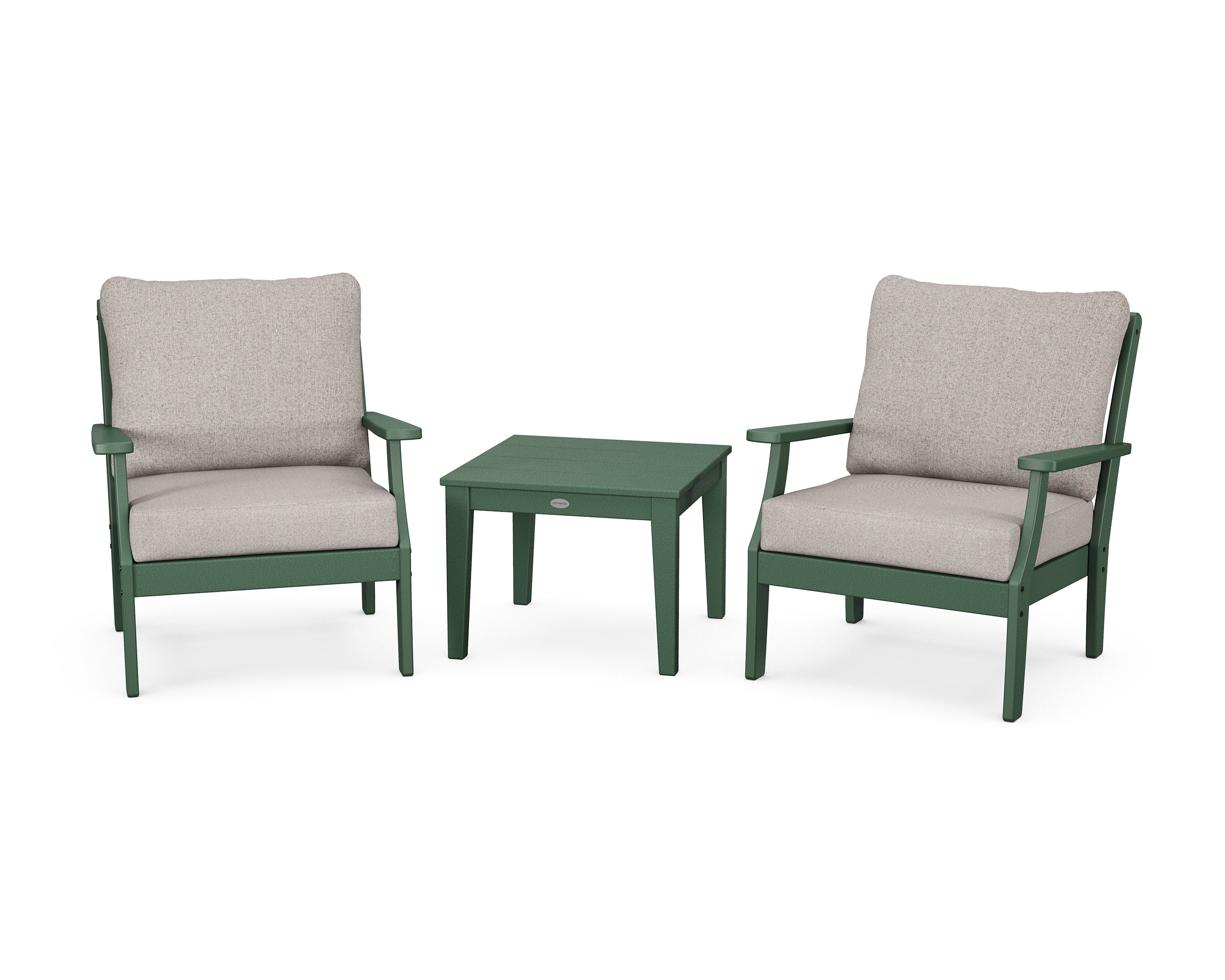 Braxton 3-Piece Deep Seating Set in Green / Weathered Tweed